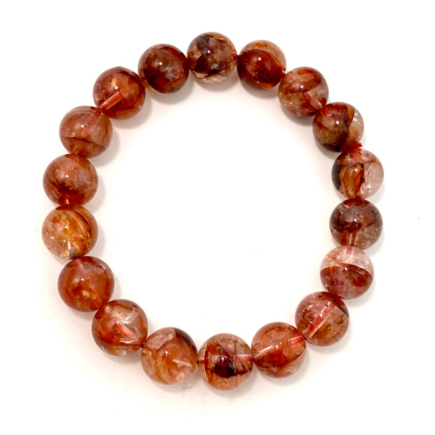 Natural Red Hematoid Fire Quartz Bracelet for Women - Healing Crystal Energy Jewelry for Meditation, Chakra Balancing & Spiritual Protection