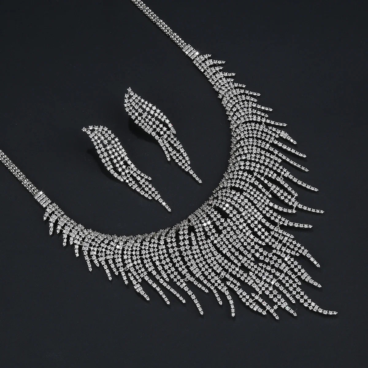 Luxury Cubic Zirconia Statement Necklace & Earrings Set for Women - Elegant Wedding, Party, Prom Jewelry - Perfect for Bridal, Evening Events & Special Occasions