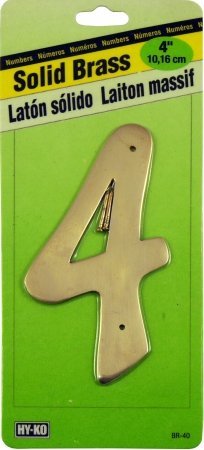 4-Inch Brass House Address Number '4' - Durable Outdoor Door & Mailbox Sign for Home & Business