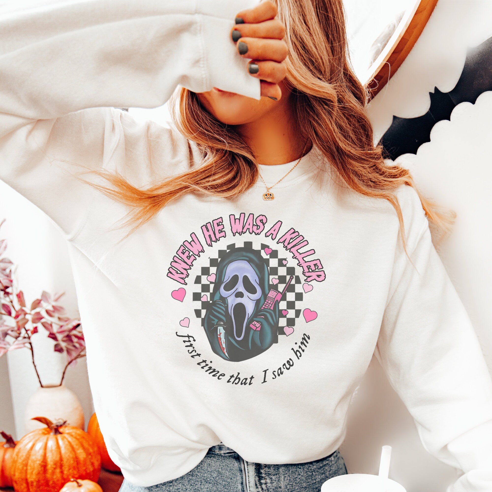Taylor Swift Halloween Crewneck Sweater - Reputation Era Merch for Swiftie Fans - Ghostface Print - Perfect for Halloween Parties & Swiftie Gatherings