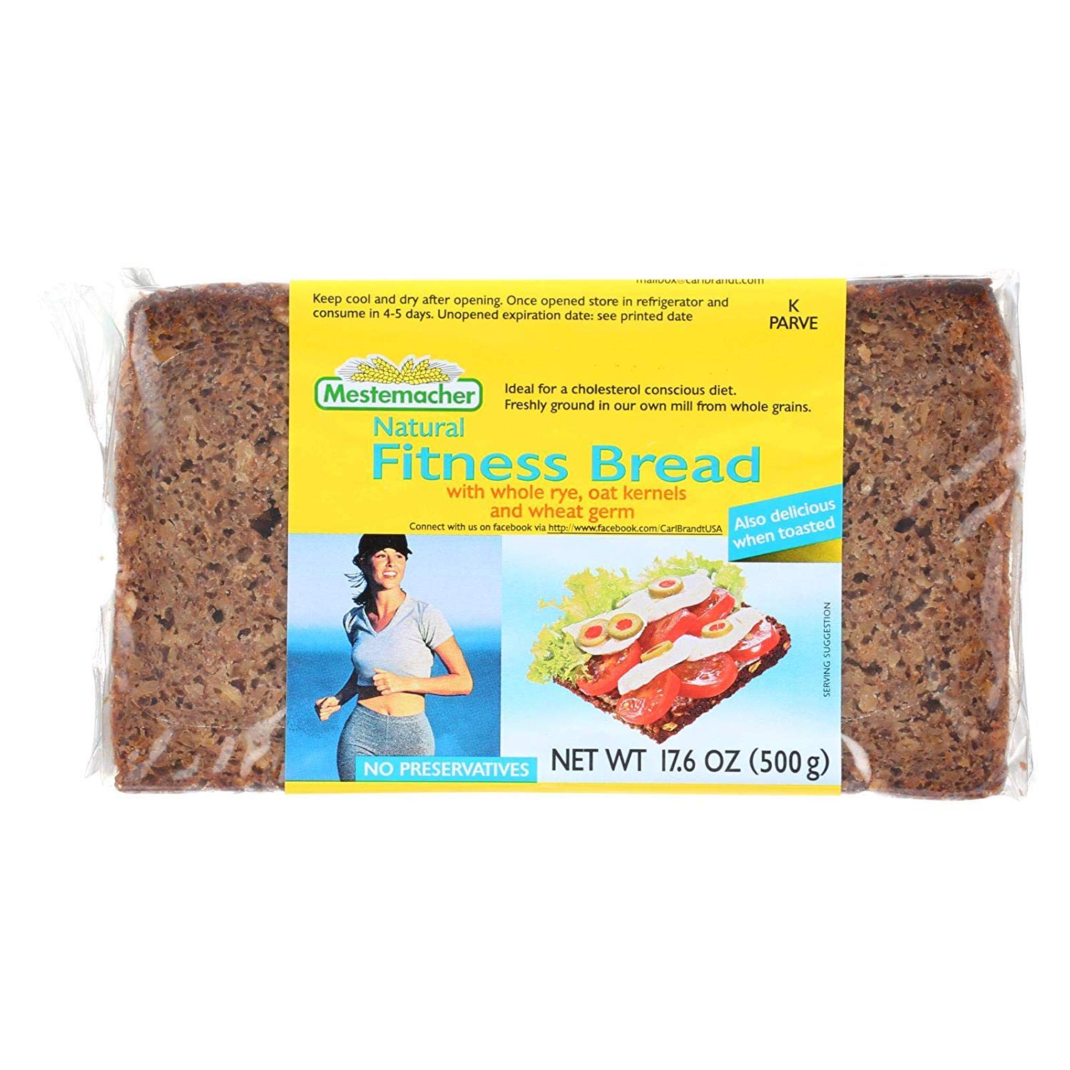 Mestemacher Fitness Bread - Whole Grain, High Fiber, Low Sugar - Healthy Breakfast & Snack for Active Lifestyles