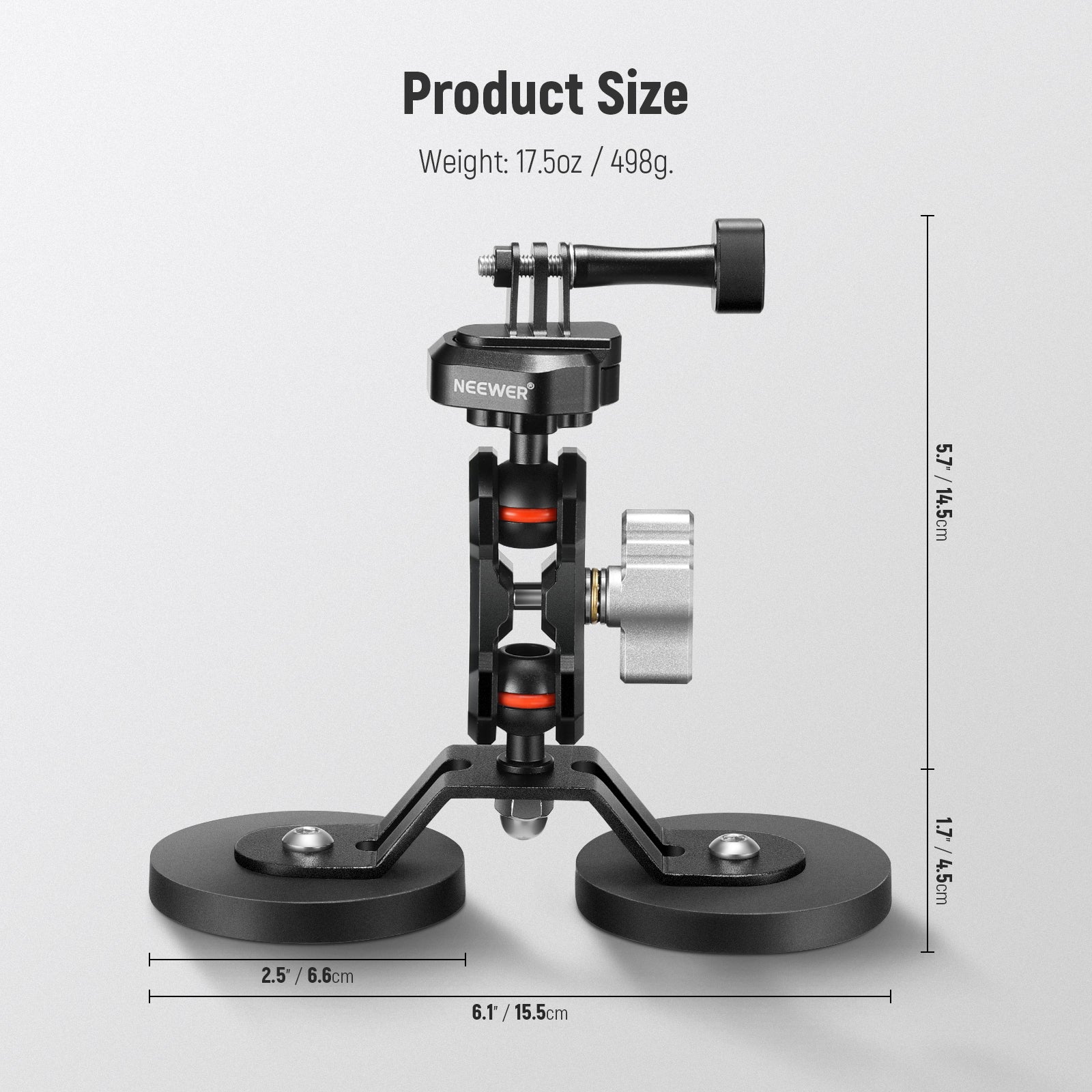 NEEWER FL GP15 Magnetic Action Camera Mount for GoPro Hero 11/10/9/8/7, DJI Osmo - Secure Hands-Free Mounting for Sports, Vlogging, Cycling & Adventure Filming