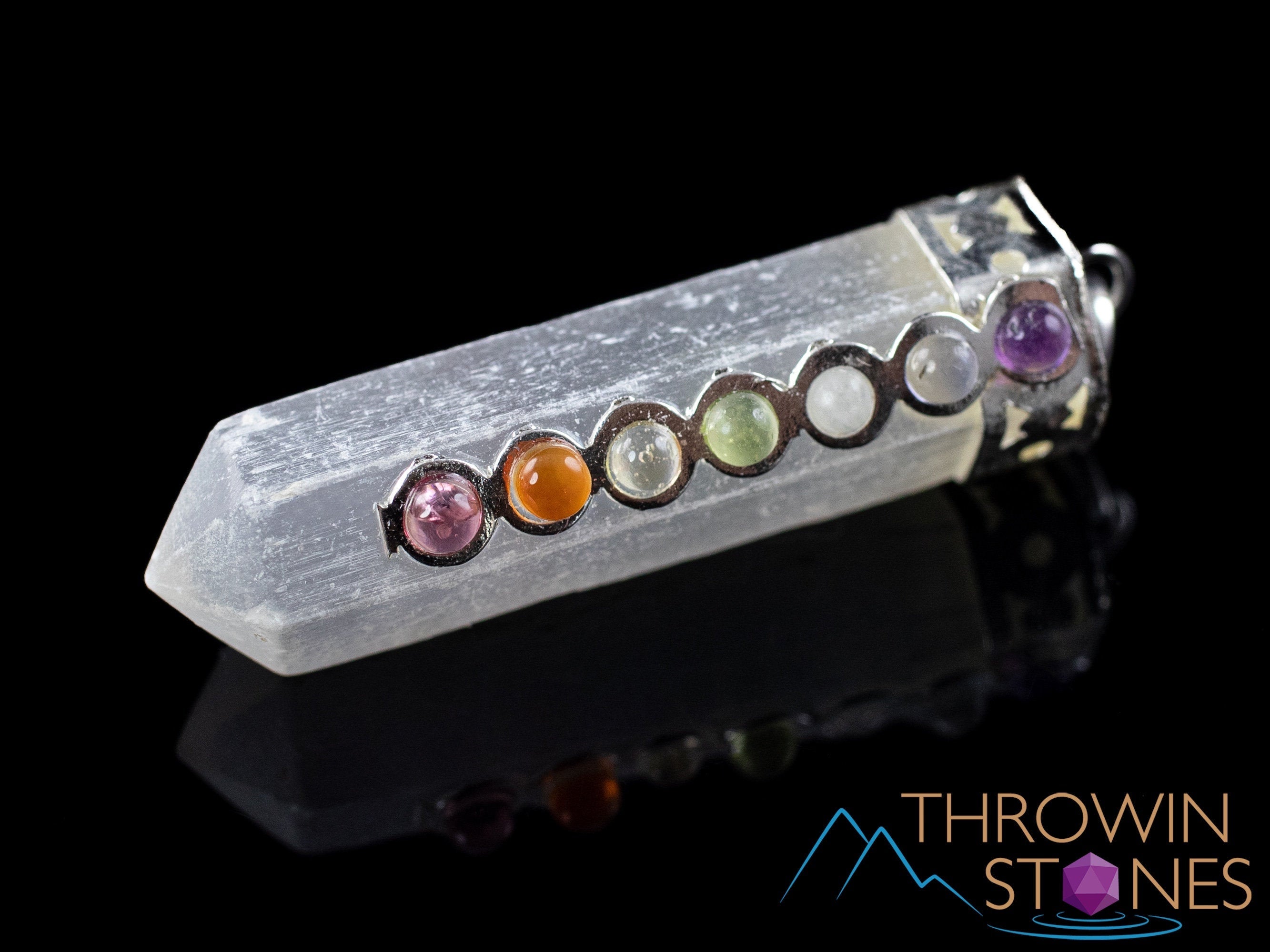 Handmade Chakra & Selenite Crystal Pendant Necklace with Natural Healing Stones - Spiritual Jewelry for Meditation, Energy Cleansing & Yoga Accessories