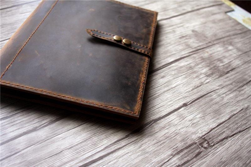 Premium Genuine Brown Leather iPad Pro 12.9 Case with Apple Pencil Holder - Custom Name Engraving - Perfect for Business Professionals & Students (2021-2024 Models)