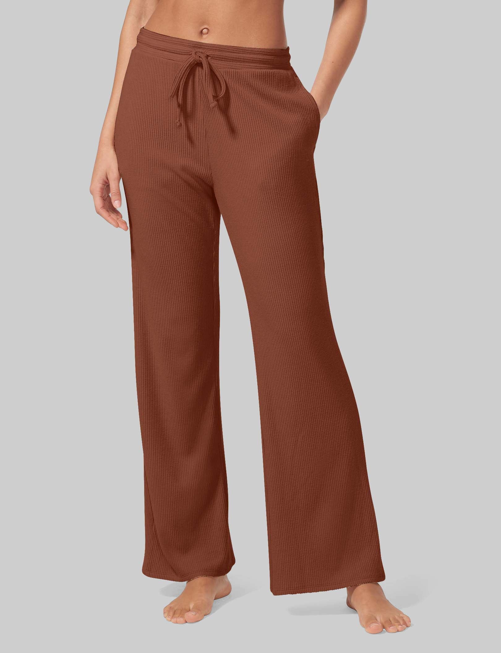 Women's Zen Ribbed Pants - High Waisted Stretchy Lounge Pants for Yoga, Meditation & Relaxation at Home
