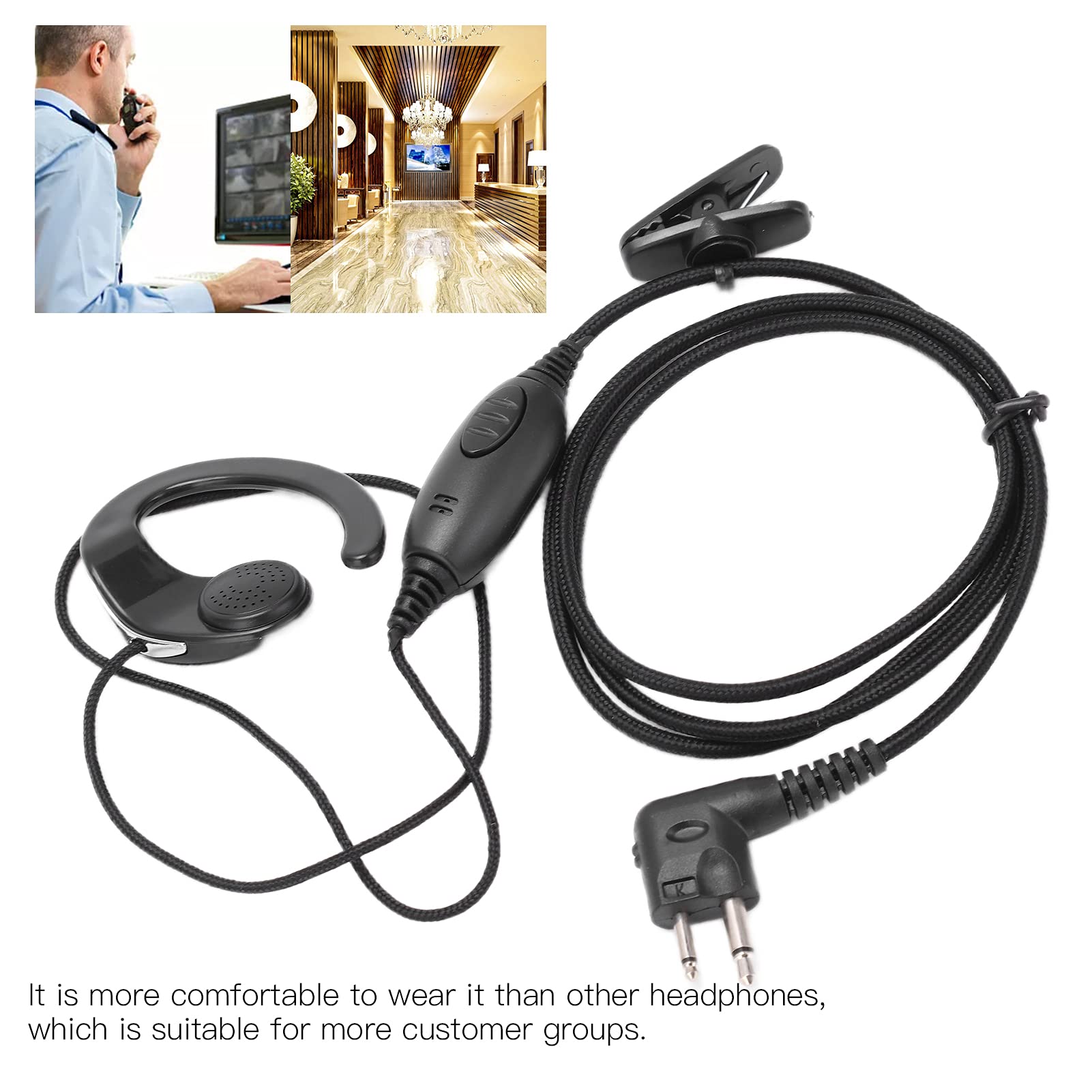 2 Way Radio Earphone with Intercom Headset - ABS Portable M Head Compatible with SV10 SV11 SV11D SV21 SV12 SV22 Series - Ideal for Construction, Security & Outdoor Communication