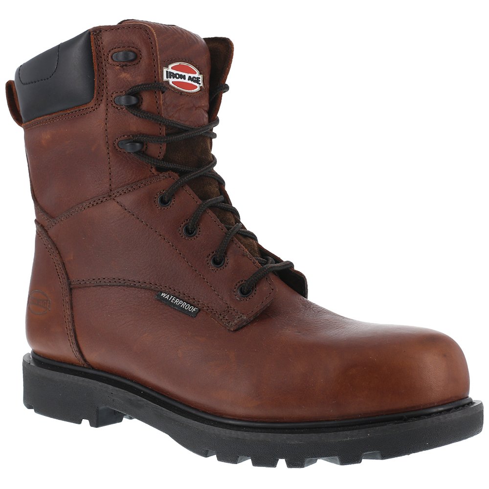 Iron Age Men's Hauler 8-Inch Composite Toe Work Boots - Brown Safety Shoes for Construction, Warehouse & Outdoor Work | Comfortable & Durable Work Boots for Heavy Duty Jobs