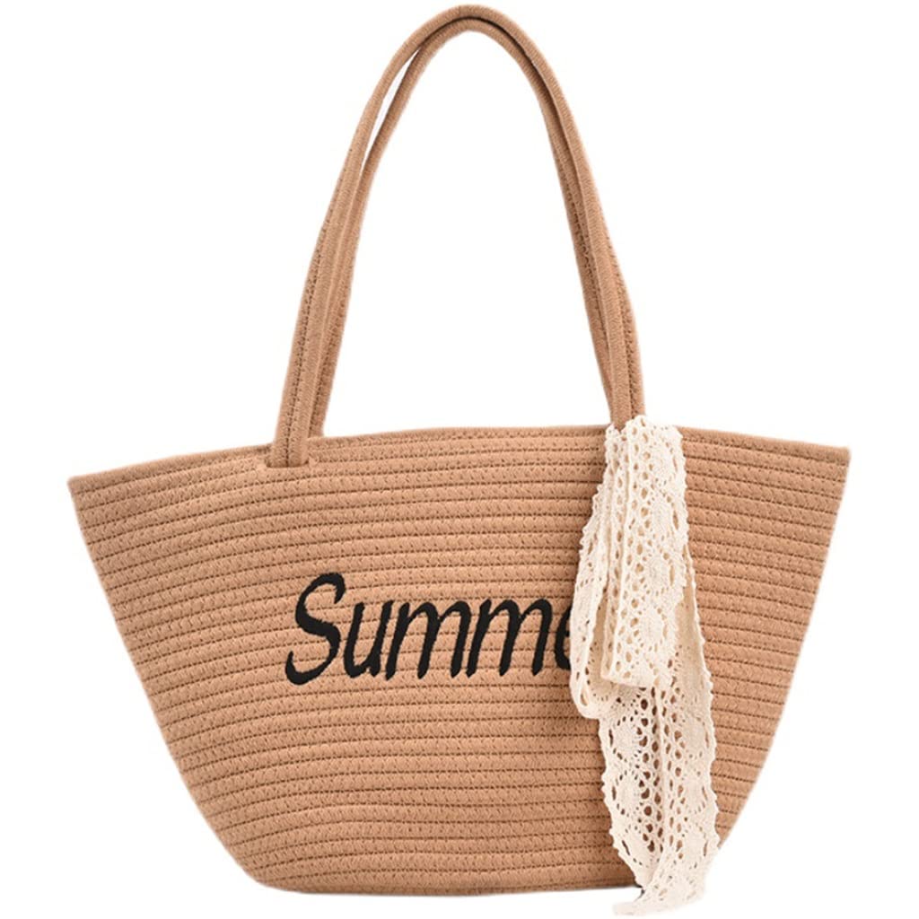 Large-Capacity Straw Woven Shoulder Bag for Women - Summer Beach Tote, Vacation Handbag, Boho Chic Purse (One Size) - Perfect for Beach Outings, Picnics & Summer Travel