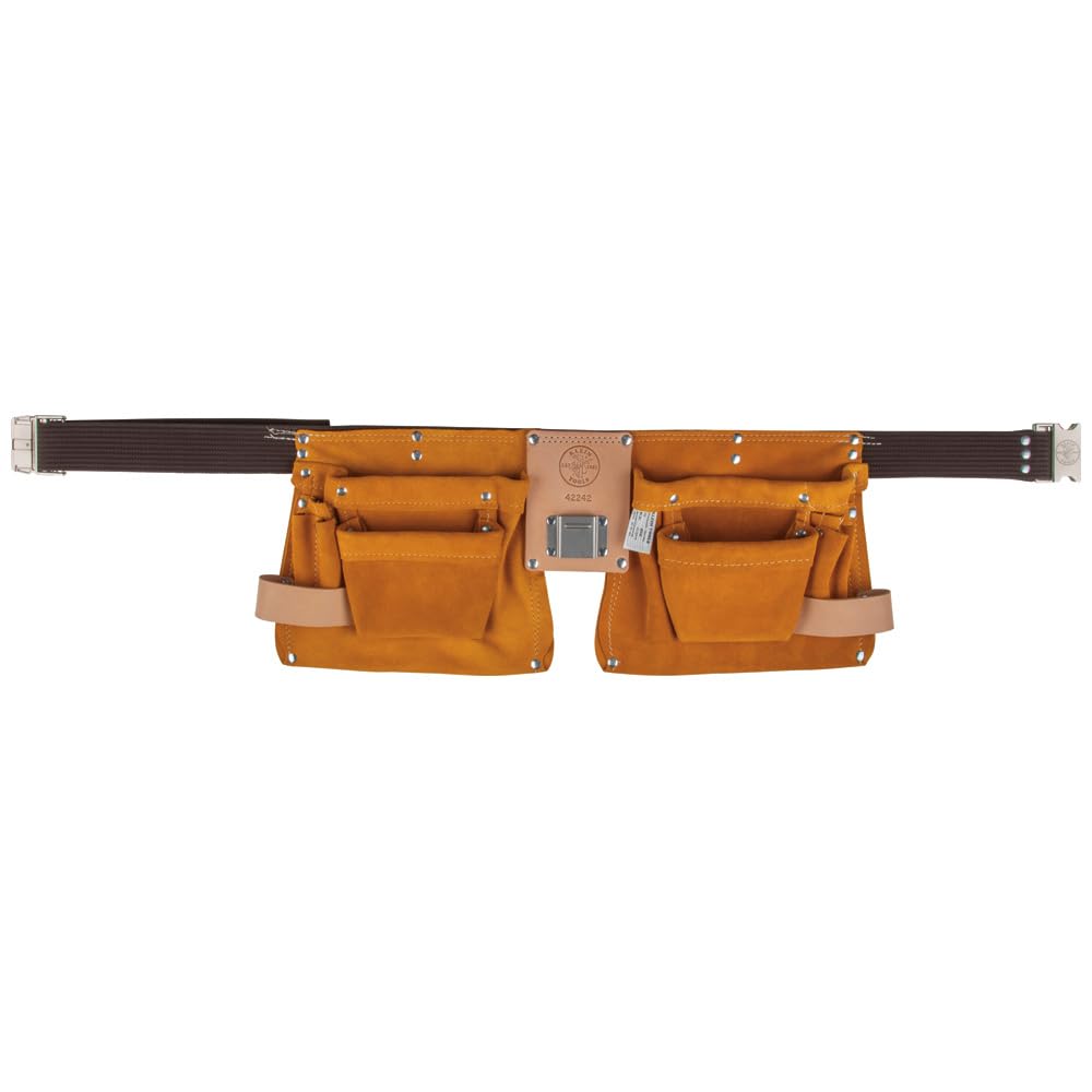 Klein Tools 42242 Carpenter's Apron - Durable One-Piece Nail & Screw Pouch with Adjustable 36-52 Inch Waist Belt - Perfect for Woodworking, Construction & DIY Projects