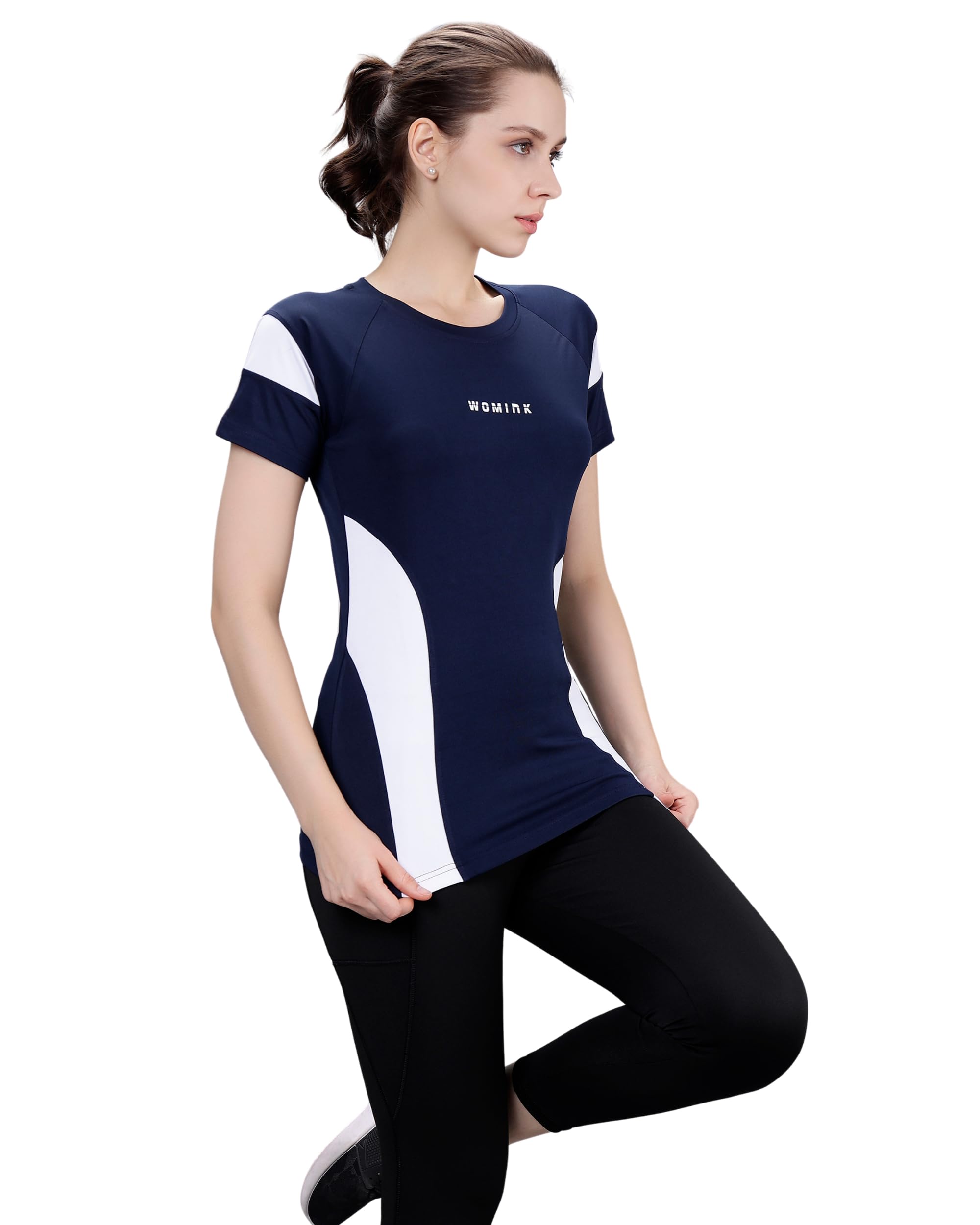 Womink Women's Stretch Elastane T-Shirt | Custom Design Regular Fit Solid Color Round Neck Short Sleeve | Quick Dry & Breathable Activewear | Perfect for Running, Yoga, Gym & Casual Wear