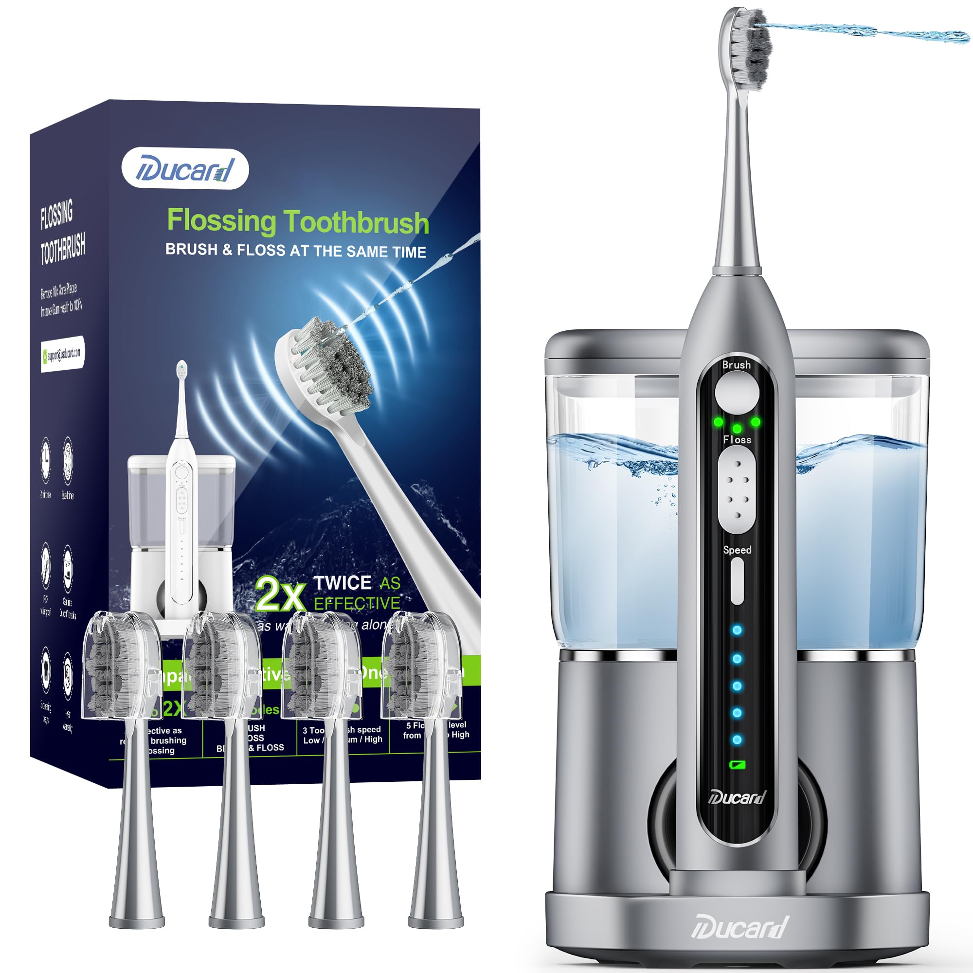 3-in-1 Professional Electric Toothbrush with Water Flosser - Cordless Rechargeable Dental Care Kit for Teeth Whitening & Gum Health | Perfect for Travel, Home & Office Use