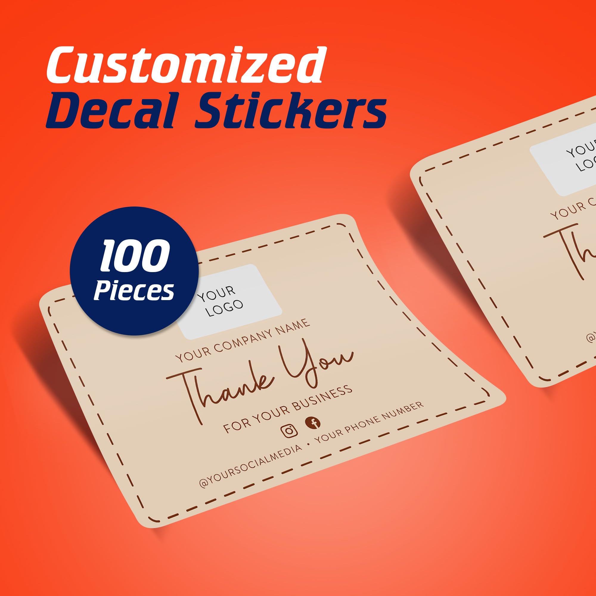 Custom Rectangle & Square Vinyl Stickers - Personalized Logo Labels for Small Business (6x4 Inches, Brown) - Perfect for Handmade Products, Packaging, Bottles, Jars, Candles & Branding