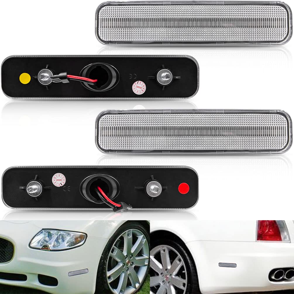 2004-2009 Maserati Quattroporte LED Side Marker Lights - Smoked Lens Front/Rear Bumper Turn Signal Lamps - OEM Replacement for Enhanced Visibility & Style - Perfect for Night Driving & Custom Car Upgrades
