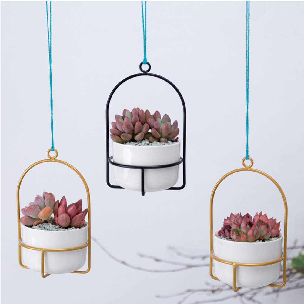Cabilock Artificial Faux Plants Set - Metal Cactus Wall Hanging Planter, Indoor Hanging Decor with Chic Flower Pot for Home, Office & Garden Decor | Perfect for Living Room, Bedroom, Balcony & Patio