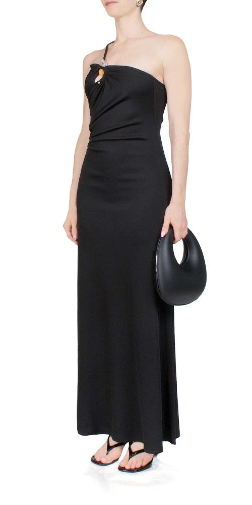 Concave Stone Black Cami Dress - Women's Elegant Sleeveless V-Neck Slip Dress for Casual Wear, Date Night & Summer Outfits