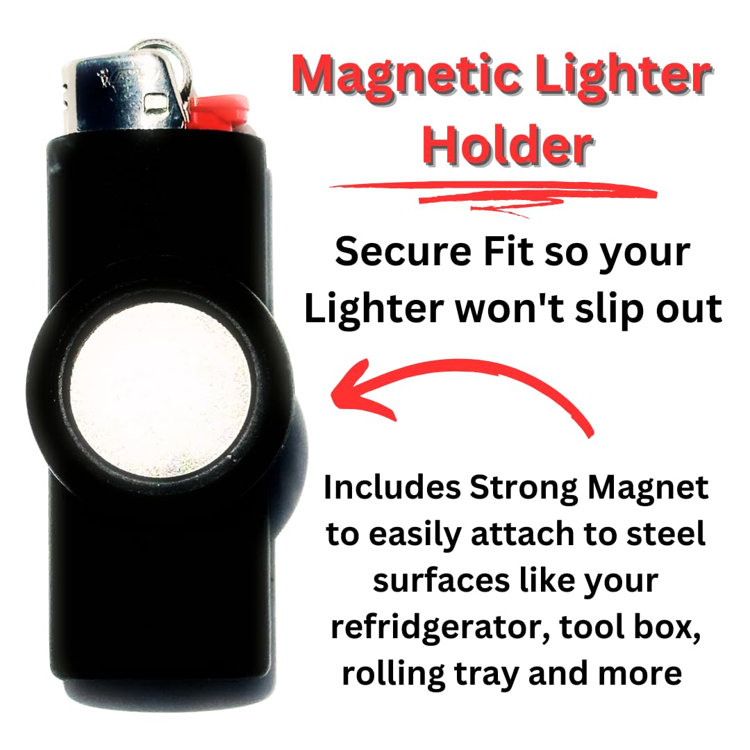 Magnetic Lighter Holder for BIC Lighters - Strong Magnet Attaches to Fridge, Toolbox & Shelves (J6 Compatible, Lighter Not Included) - Perfect for Home, Office & Outdoor Use
