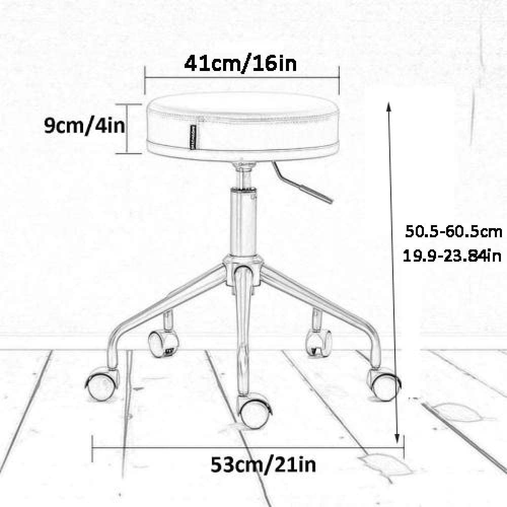 Adjustable Swivel Stool Chair with Wheels - 45-58cm Height, 160kg Capacity, Red PU Leather Seat - Perfect for Office, Studio, and Home Workspaces