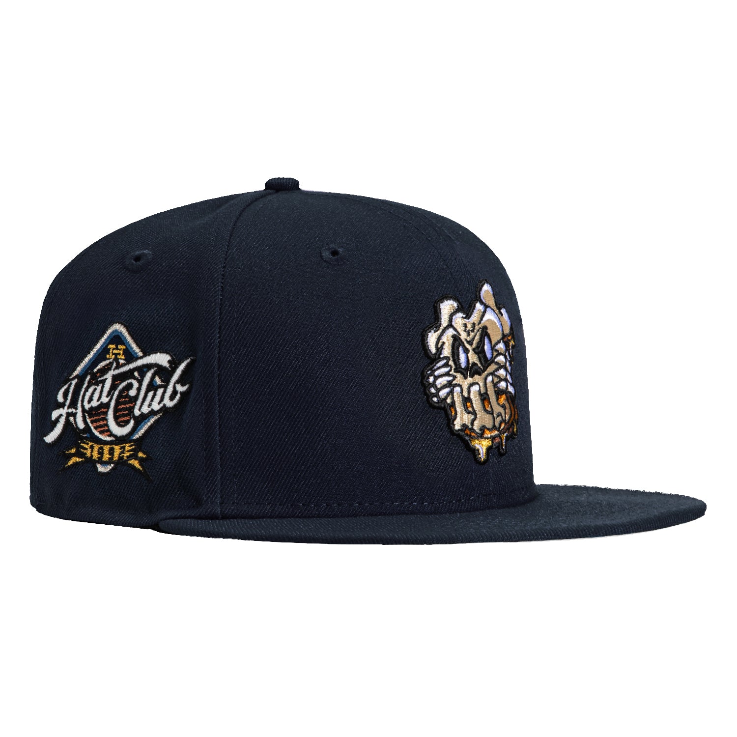 New Era 59Fifty PBJ Bones Mask Hat with Club Logo Patch - Navy Blue Adjustable Baseball Cap for Men & Women | Perfect for Sports, Streetwear & Casual Outfits