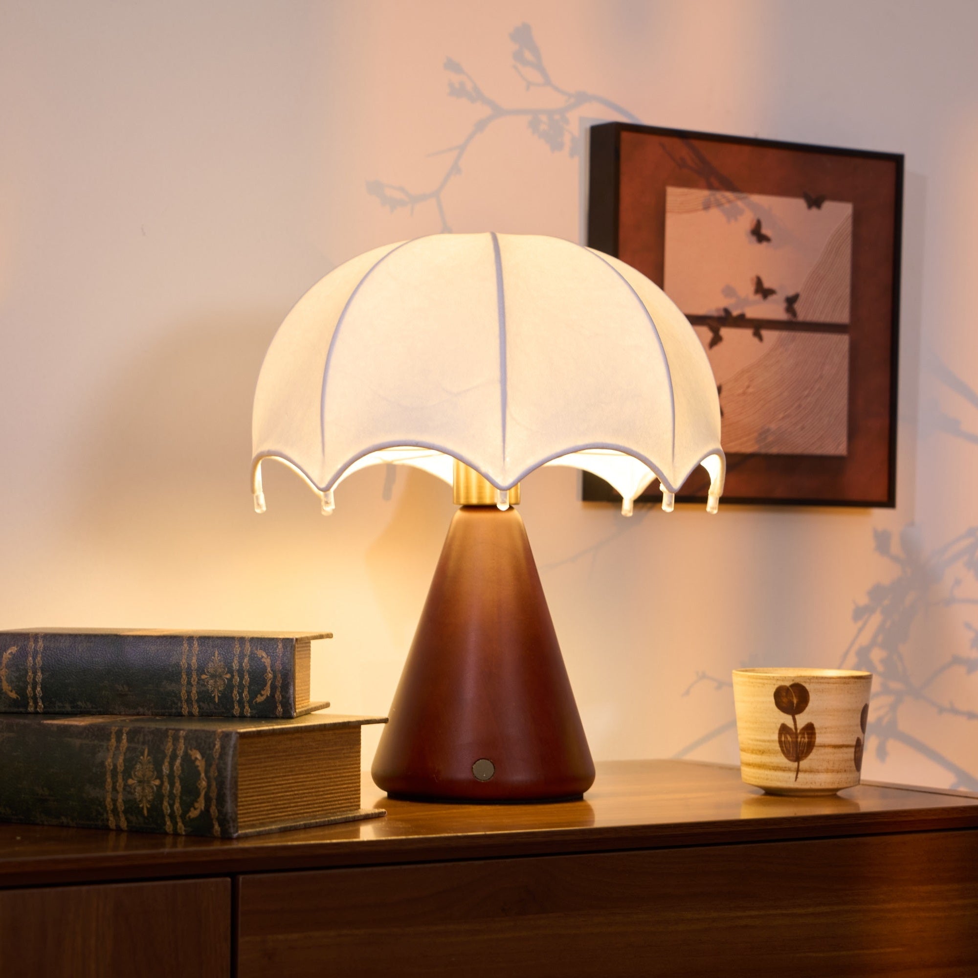 Elegant Silk Table Lamp with Umbrella Design - Perfect for Bedroom, Living Room & Office Decor