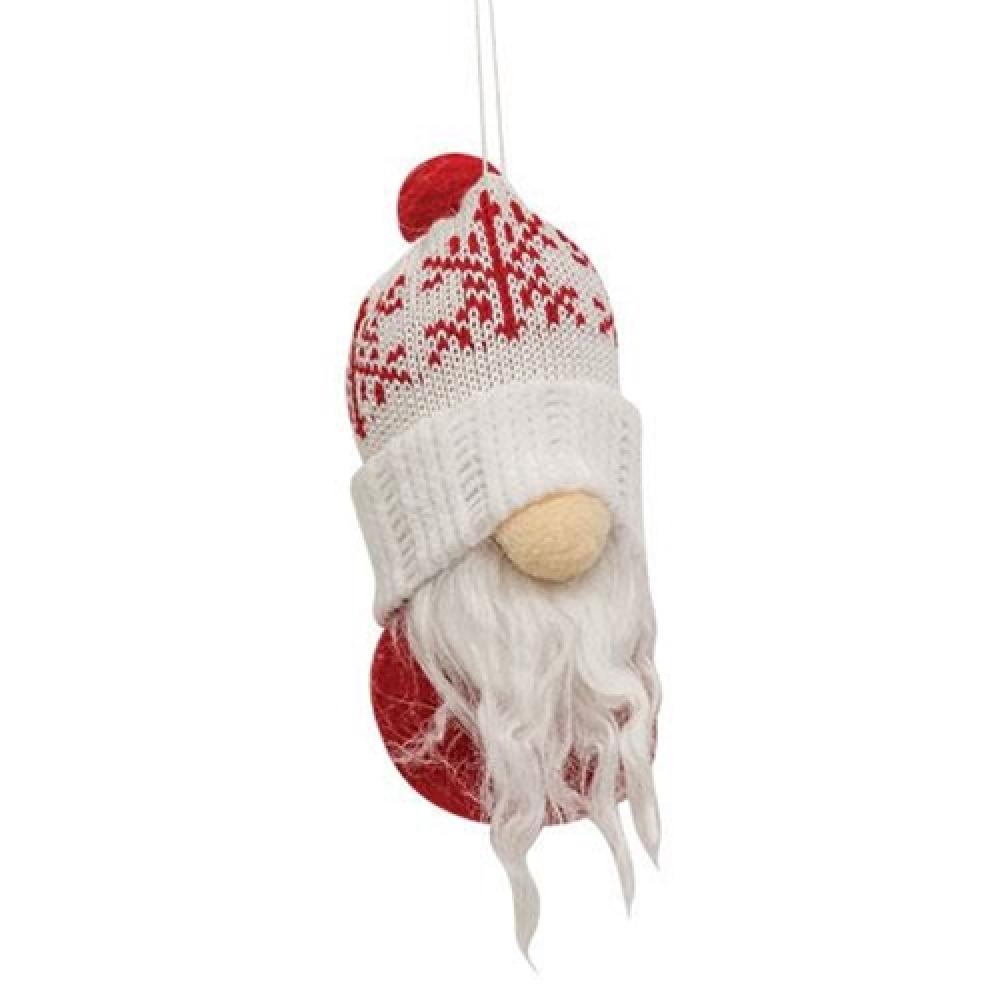 Red & White Snowflake Beanie Gnome Christmas Ornament - Festive Holiday Tree Decor for Xmas, Winter, and Home Decoration