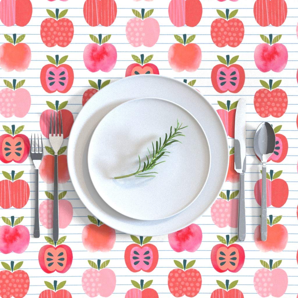 Pink Lady Notebook Stripe Cotton Sateen Tablecloth 90