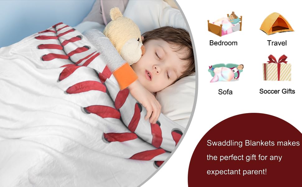 MASTIEE Baseball Blanket 50x60 Inch - Soft Sports Throw Blanket for Boys, Girls, Adults & Baseball Lovers | Perfect Gift for Kids, Teens & Toddlers | Great for Games, Picnics, Camping & Home Decor