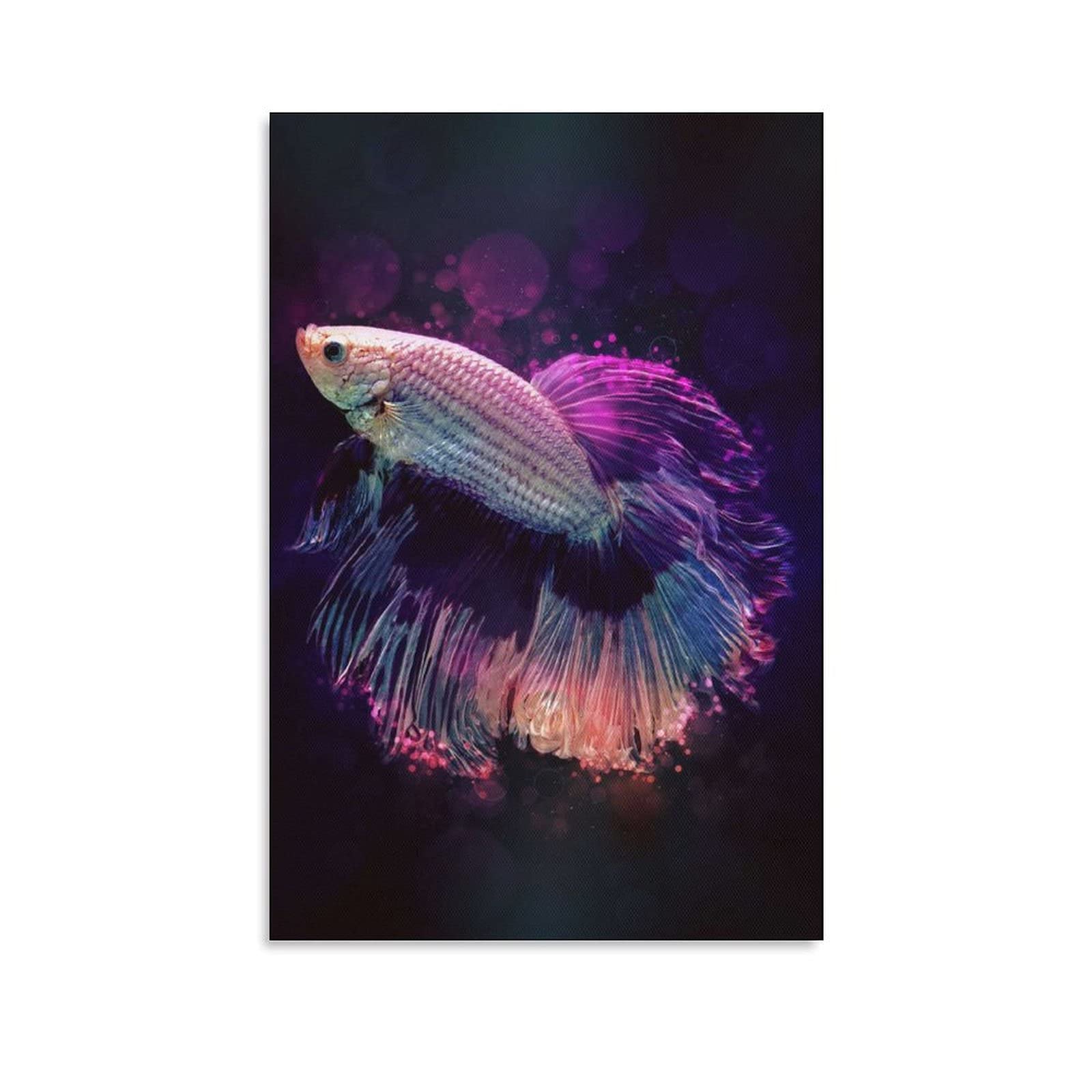 Vibrant Betta Fish Canvas Wall Art - Paradise Ornamental Fish Painting for Living Room, Bedroom & Office Decor - Perfect Gift for Fish Lovers & Home Interior Design