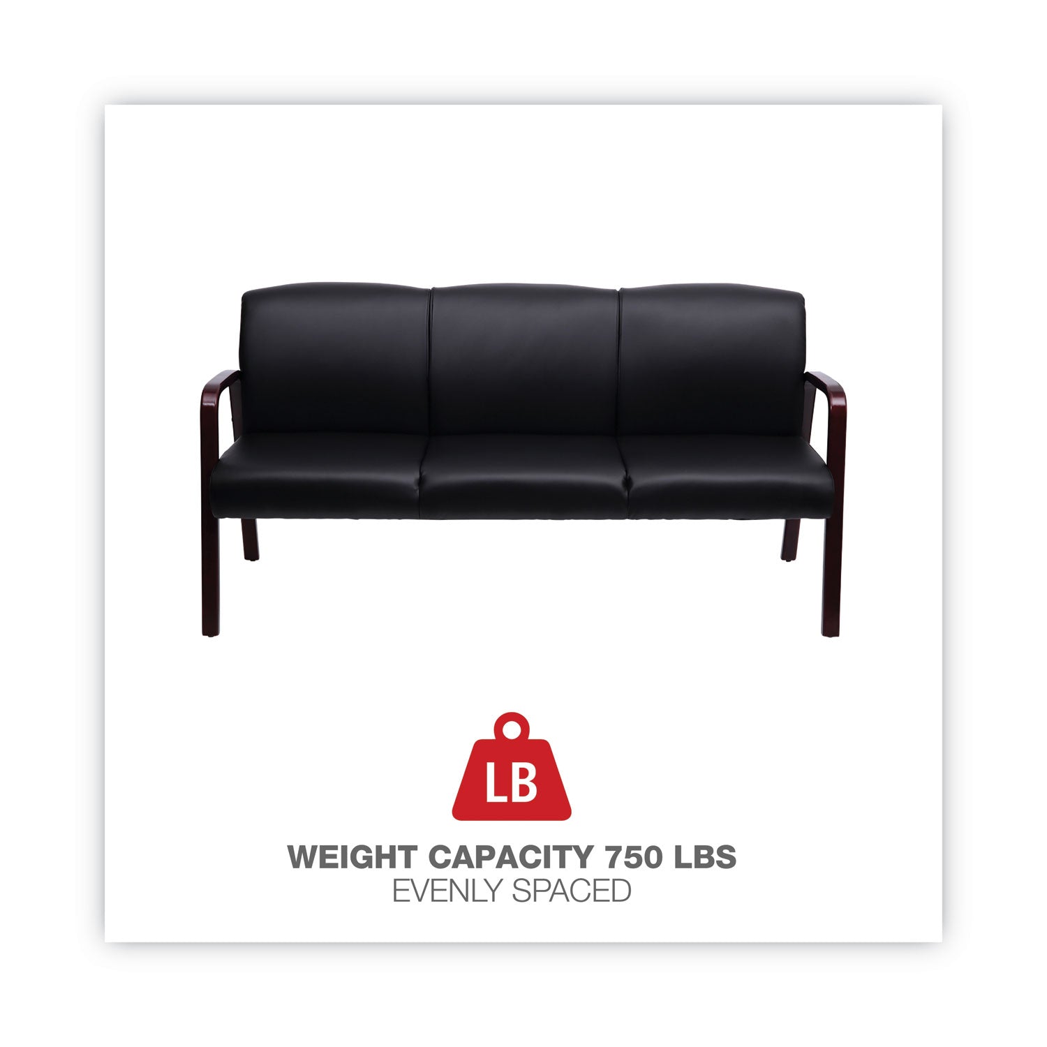 Alera WL Series 3-Seat Reception Lounge Sofa - 65.13