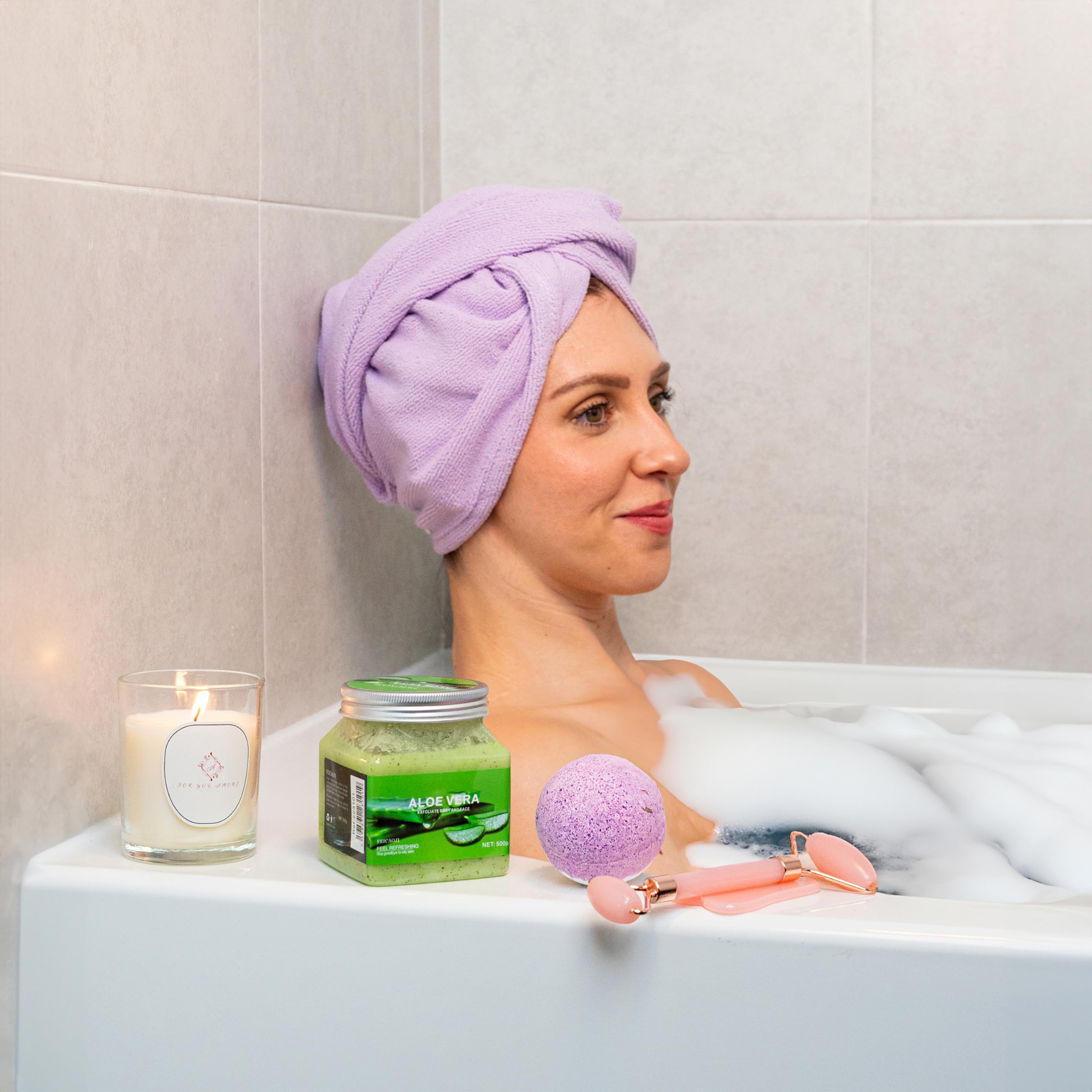 Luxury Spa Gift Set for Women - Relaxing Body & Hair Wrap with Matching Flip Flops - Perfect Birthday, Get Well Soon, Thinking of You Gift for Her, Sister, Mom & Best Friends - Ideal for Self-Care, Pampering & Relaxation at Home Spa Days