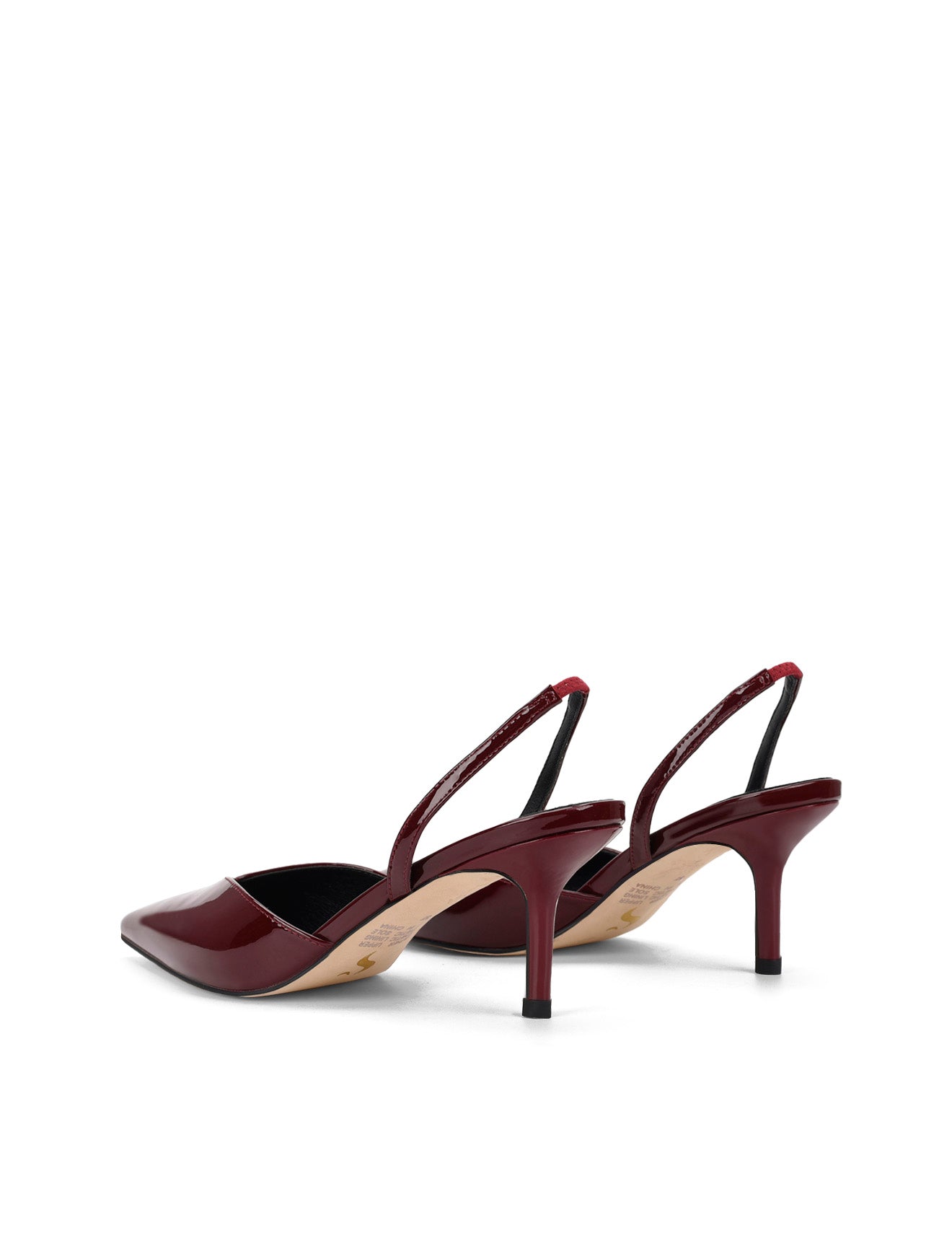 Yoco Women's Slingback Kitten Heels - Wine Red Patent Leather Pumps for Work, Office & Special Occasions