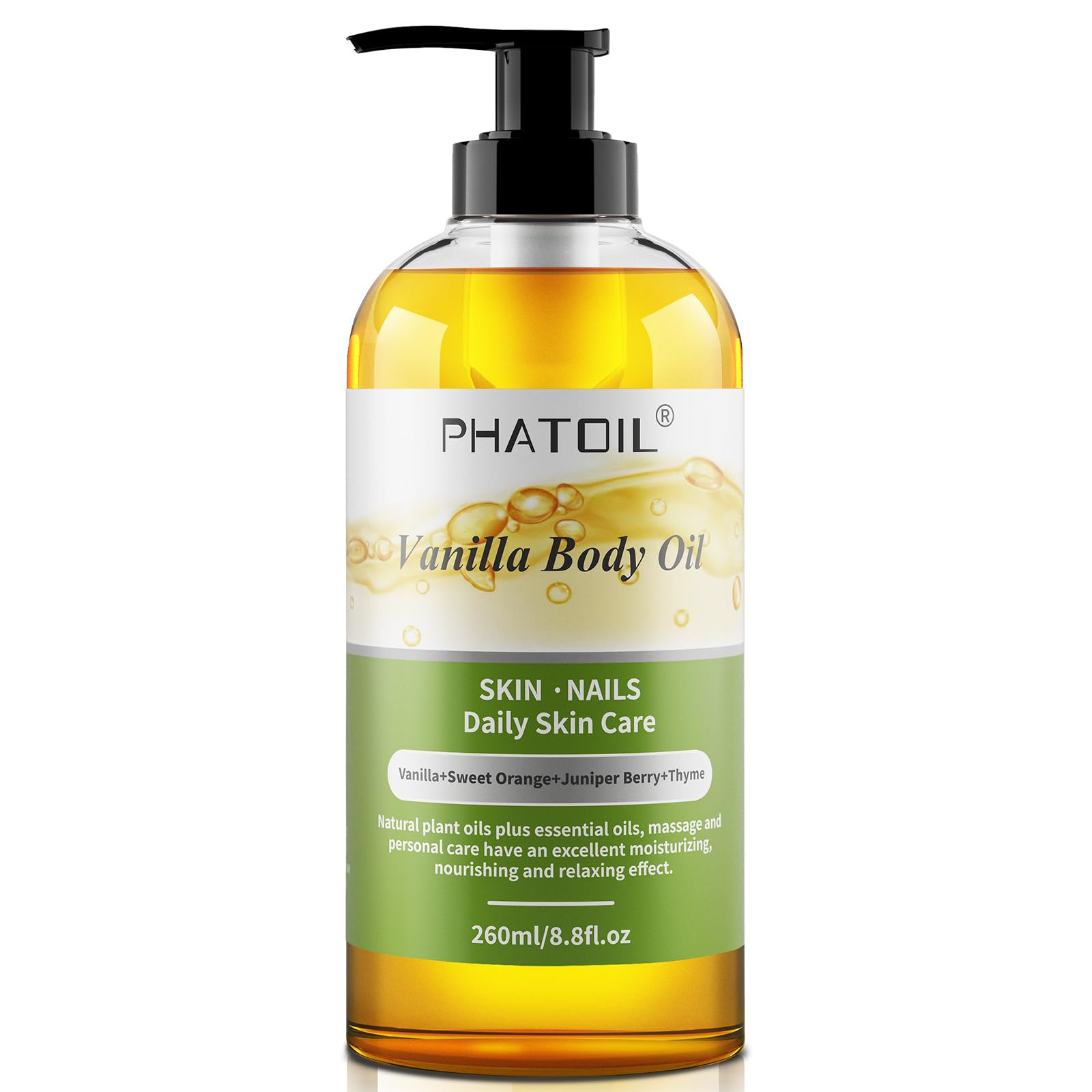 Vanilla & Grapefruit Body Oil 260ml - Premium Moisturizing Skin Care for Dry Skin - Perfect for Massage, Aromatherapy & Daily Hydration