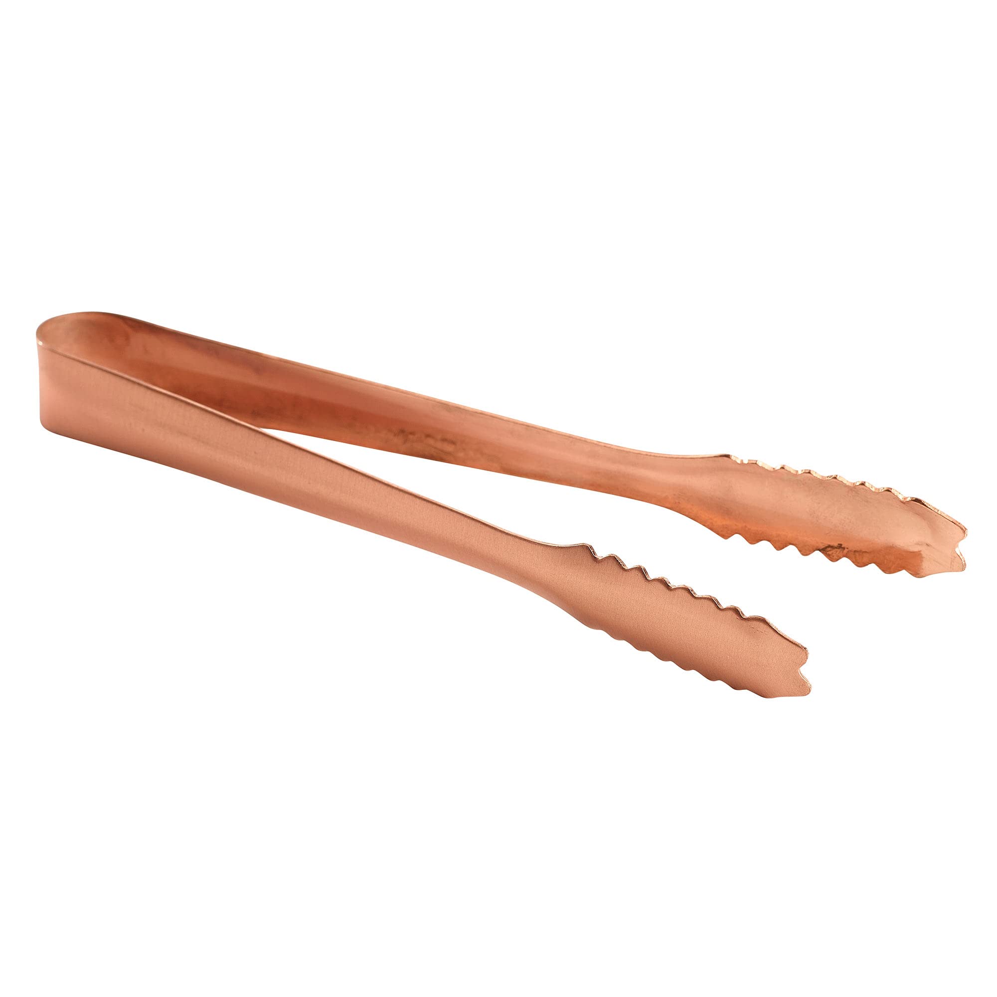 Premium 7-inch Copper Ice Tongs for Cocktails & Bar - Single Barware Tool for Professional Mixologists & Home Bartenders - Perfect for Serving Ice Cubes in Highball, Old Fashioned & Whiskey Drinks