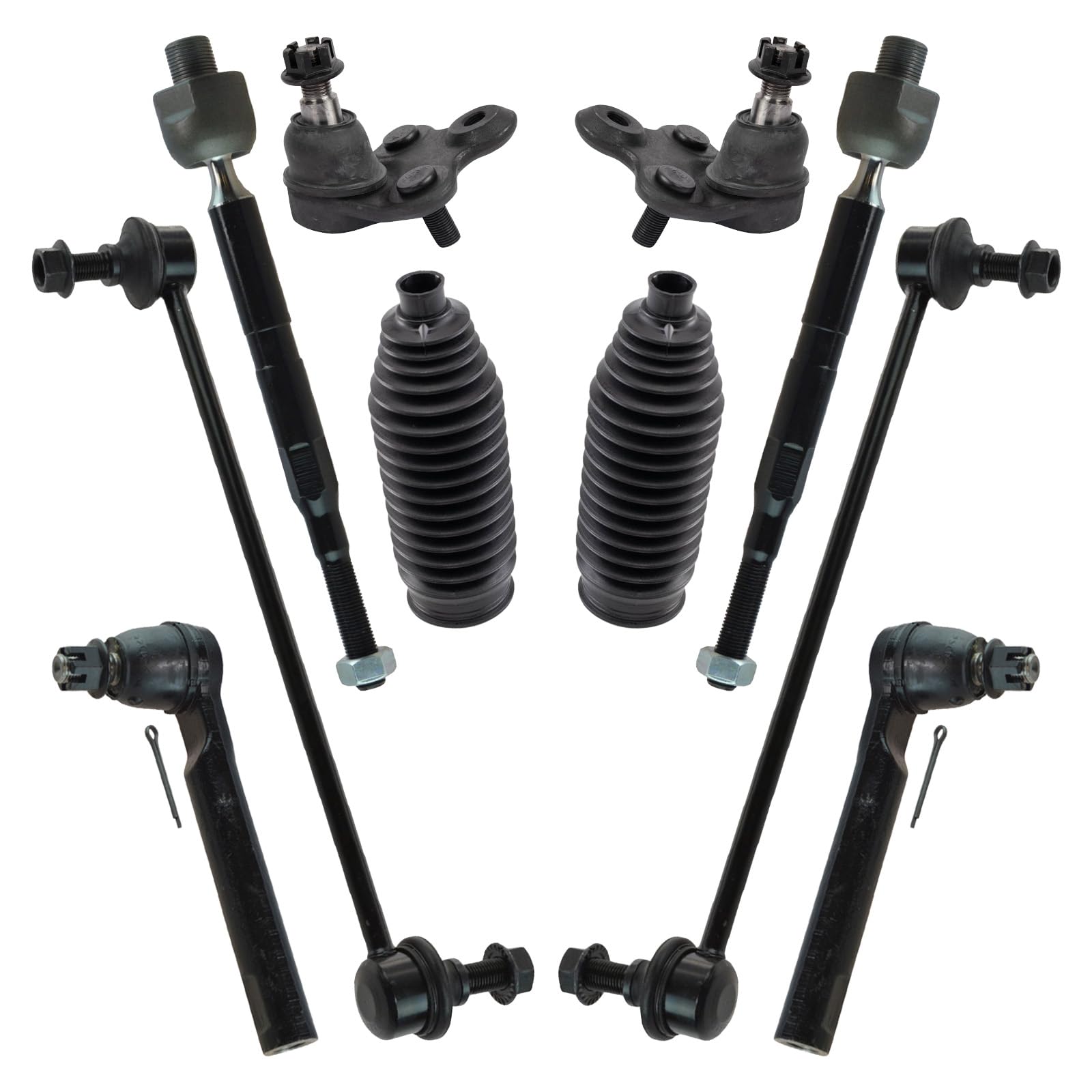 TRQ Front Steering & Suspension Kit - Ball Joint, Steering Rack & Pinion, Bellow, Sway Bar, Stabilizer Link, Tie Rod - Compatible with 2007-2009 Honda CR-V - Perfect for Off-Roading & Daily Commuting
