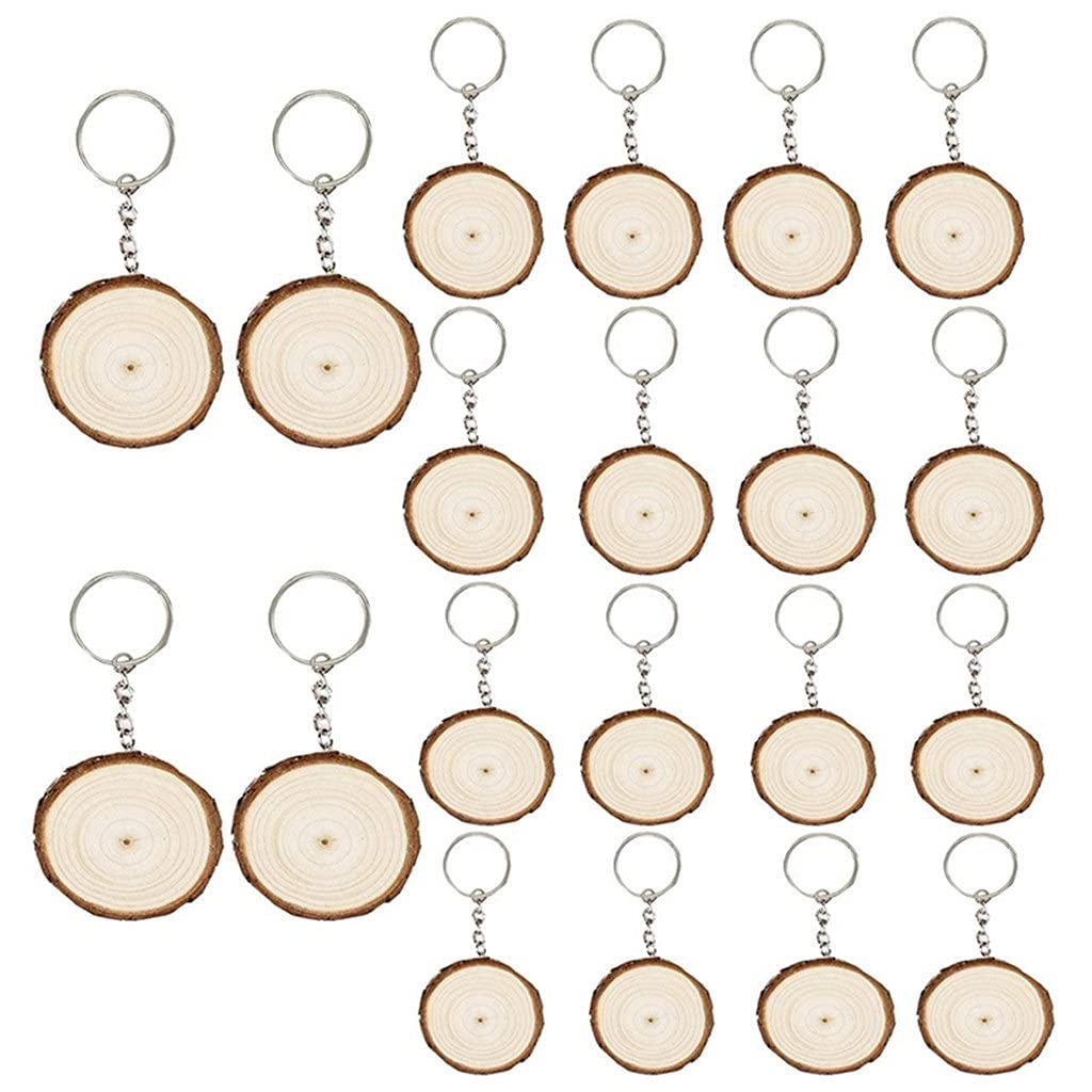 20PCS Wooden Key Rings with Blank Labels - DIY Keychains for Crafting, Organizing Keys & Hang Tags - Perfect for Home, Office & Gift Giving (Color A, One Size)