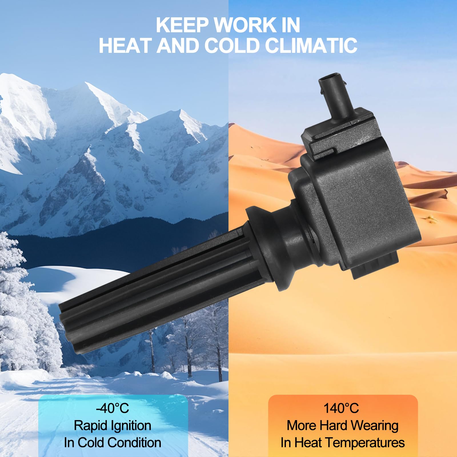 High-Quality Ignition Coil Pack UF670 Replacement for Ford Lincoln MKZ Edge Escape Explorer 2012-2018 | Compatible with Focus Fusion Mustang Taurus MKC MKZ MKT 2.0L L4 | Replaces DG546 CM5Z12029A 6736203 | Set of 4 | Perfect for Engine Performance & Smooth Driving