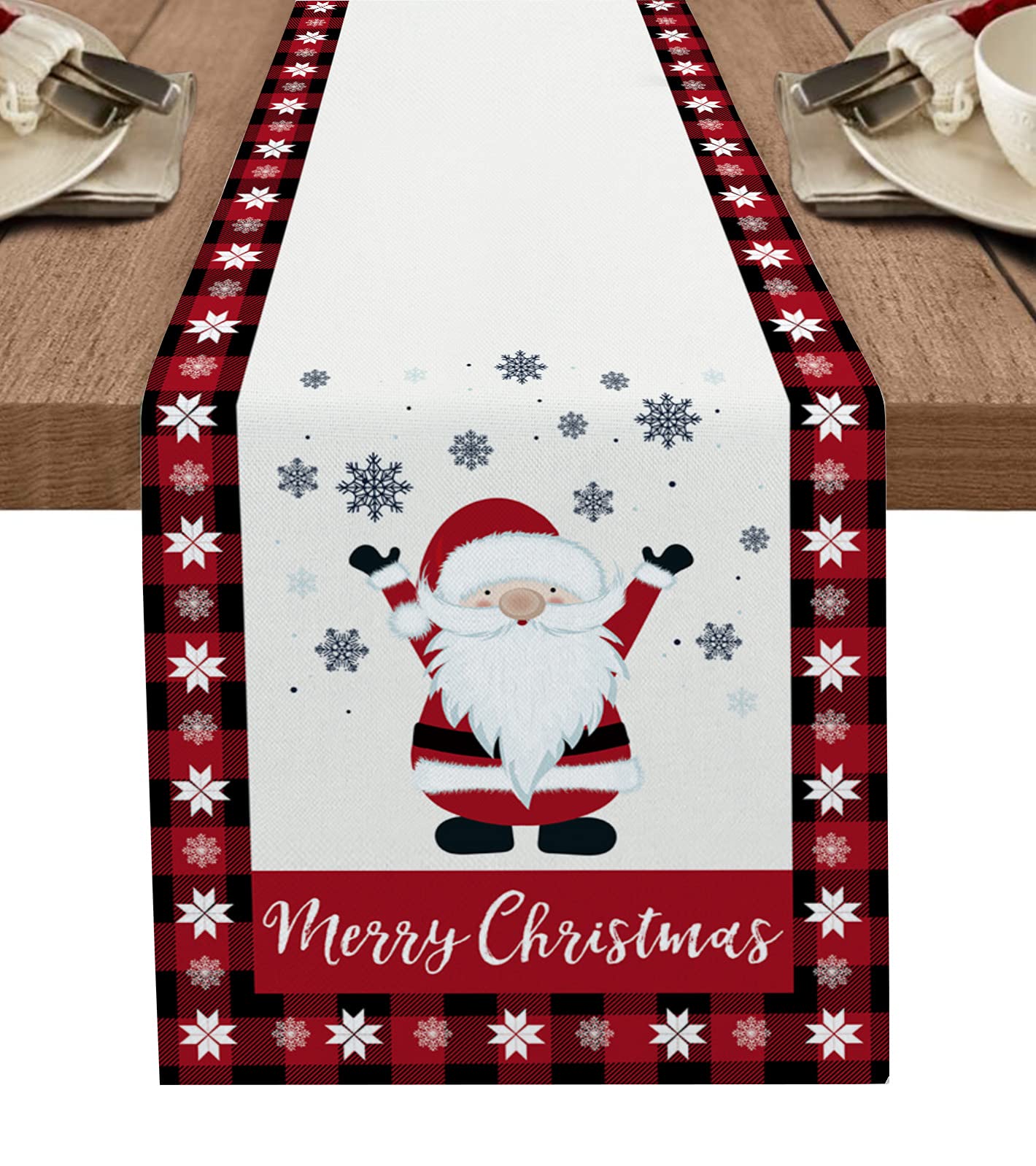 Christmas Gnome Table Runner - 13x108 Inch Burlap Decor for Parties & Holidays