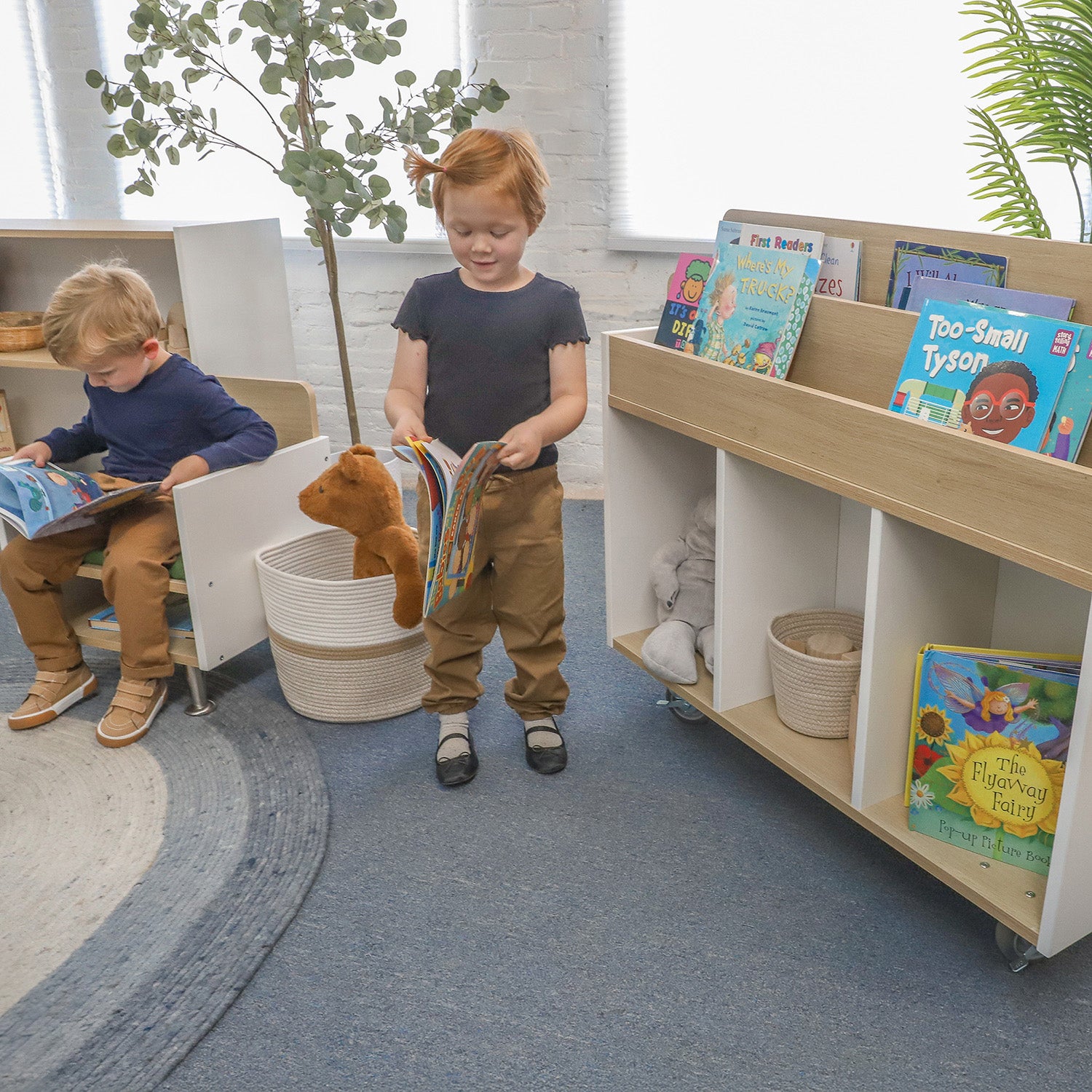 Elevated™ Mobile Book Storage Island WB1937 - Rolling Book Cart with Wheels for Home, Office, or Classroom Organization