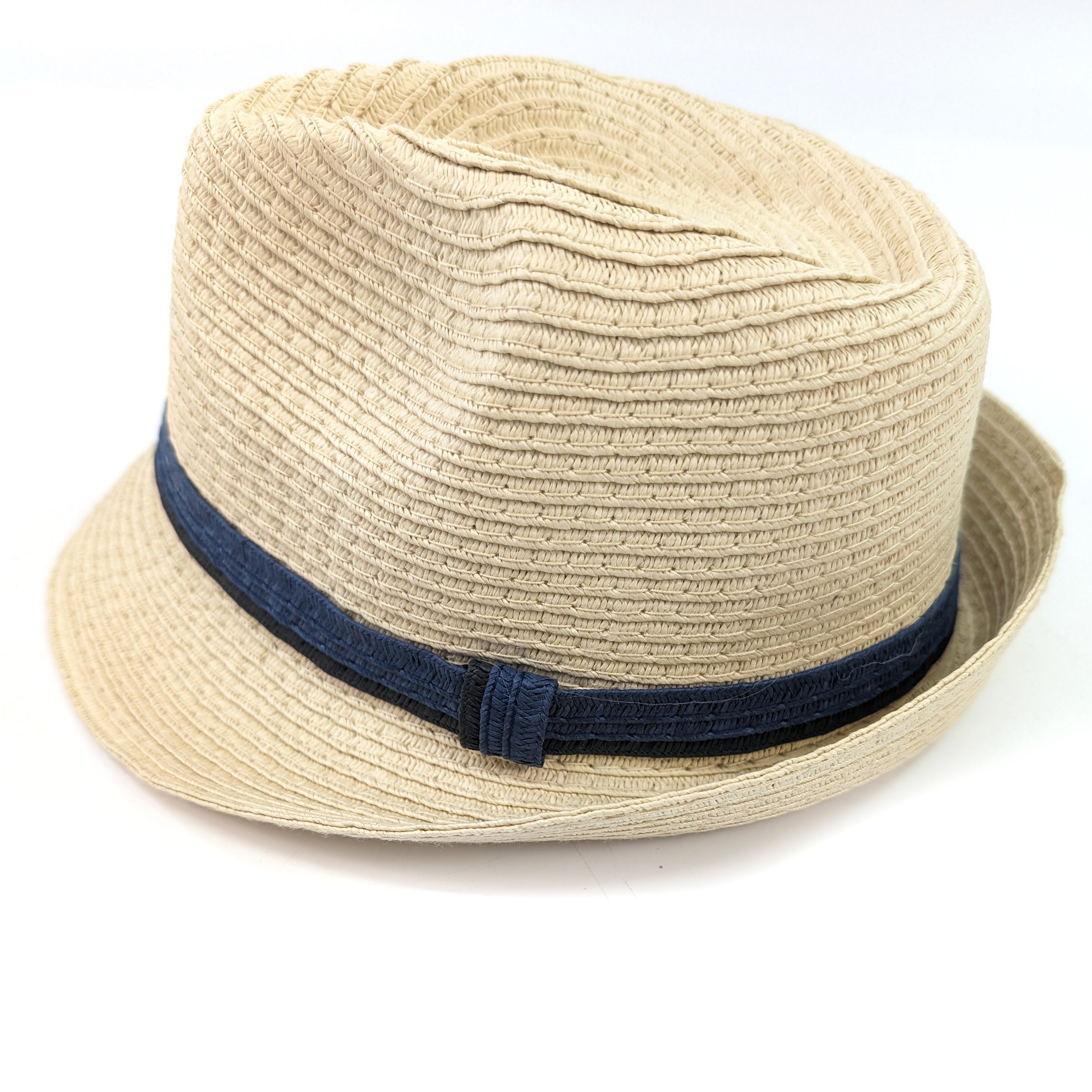 Kids' Foldable Trilby Hat with Two Blue Bands - Stylish Sun Protection for Boys & Girls - Perfect for Outdoor Play, Beach Trips, and Summer Fashion