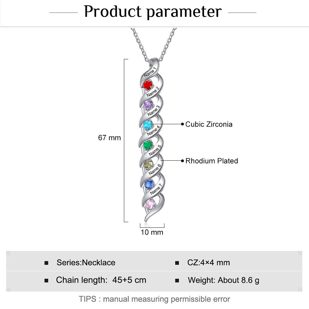 Personalized Mother & Grandma Necklace with 1-10 Name & Simulated Birthstones - Custom Jewelry Gift for Wife, Sister, Daughter - Birthday, Anniversary, Mother's Day Present - Perfect for Family Occasions & Special Moments