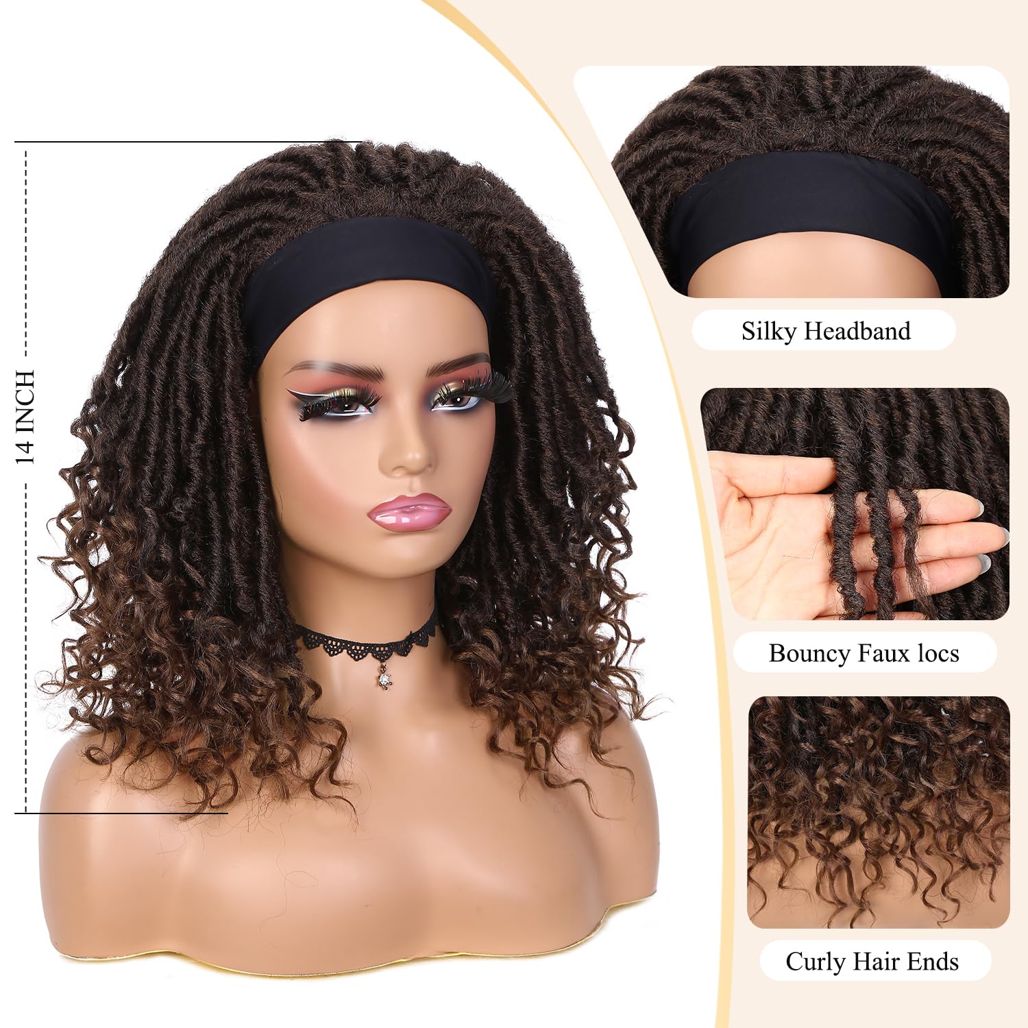 Short Dreadlock Wig for Black Women - Hand Braided Synthetic Goddess Twist Wig | Natural Looking Braided Curly Wigs for Daily Wear & Cosplay | Perfect for Parties, Halloween & Protective Hairstyles (4/30)