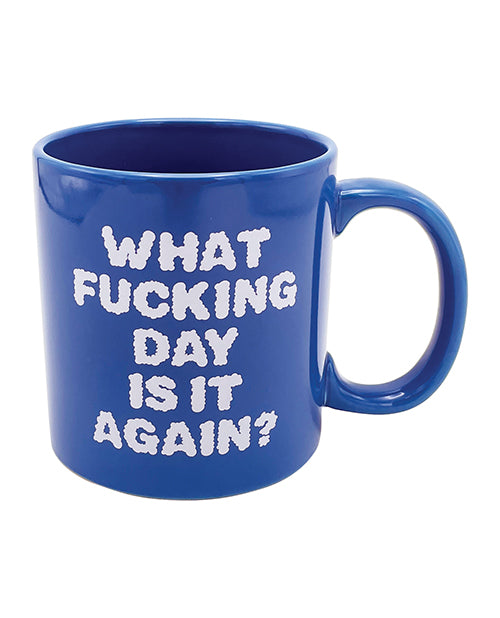 22oz Funny Attitude Coffee Mug - 'What Fucking Day Is It Again?' Novelty Ceramic Cup for Office, Home & Gifts - Perfect for Coffee, Tea & Morning Humor