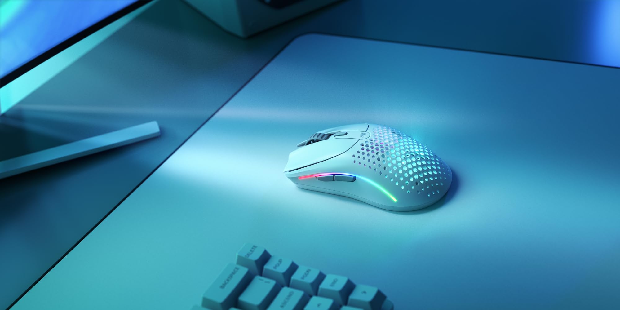 Glorious Gaming Model O 2 Wireless Gaming Mouse - 2.4GHz & Bluetooth Hybrid, Ultra-Light 68g, Long Battery Life, 26K DPI Sensor, RGB Lighting, Ambidextrous, 6 Buttons, PTFE Feet - White | Perfect for FPS, MOBA & Esports Gaming