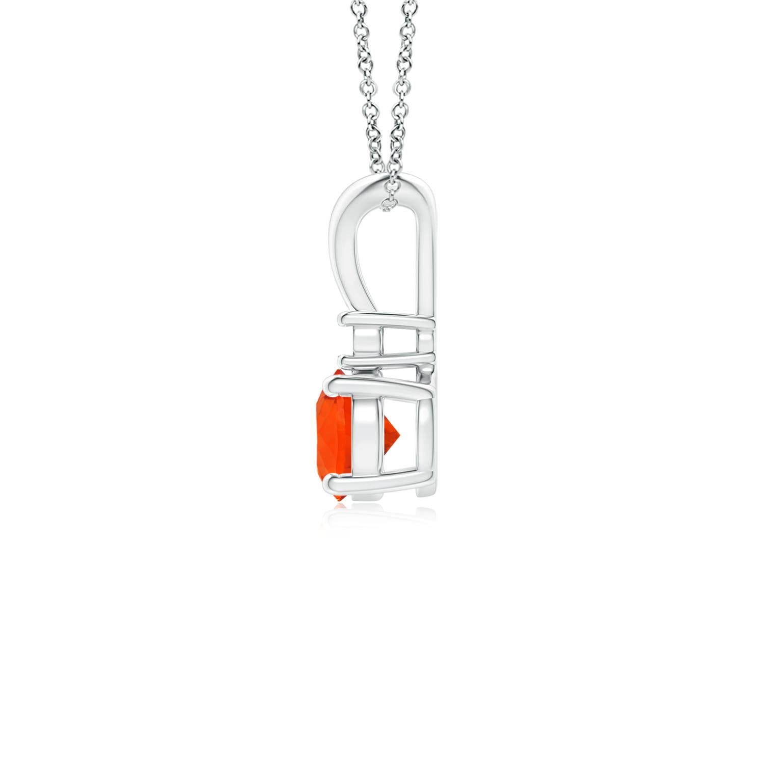 Natural Round Fire Opal Solitaire Pendant with Diamond Accents in Sterling Silver, 14K Gold & Platinum - Elegant Jewelry Gift for Women | Perfect for Birthday, Engagement, Anniversary & Wedding Occasions | Ideal for Everyday Wear, Date Nights & Special Events