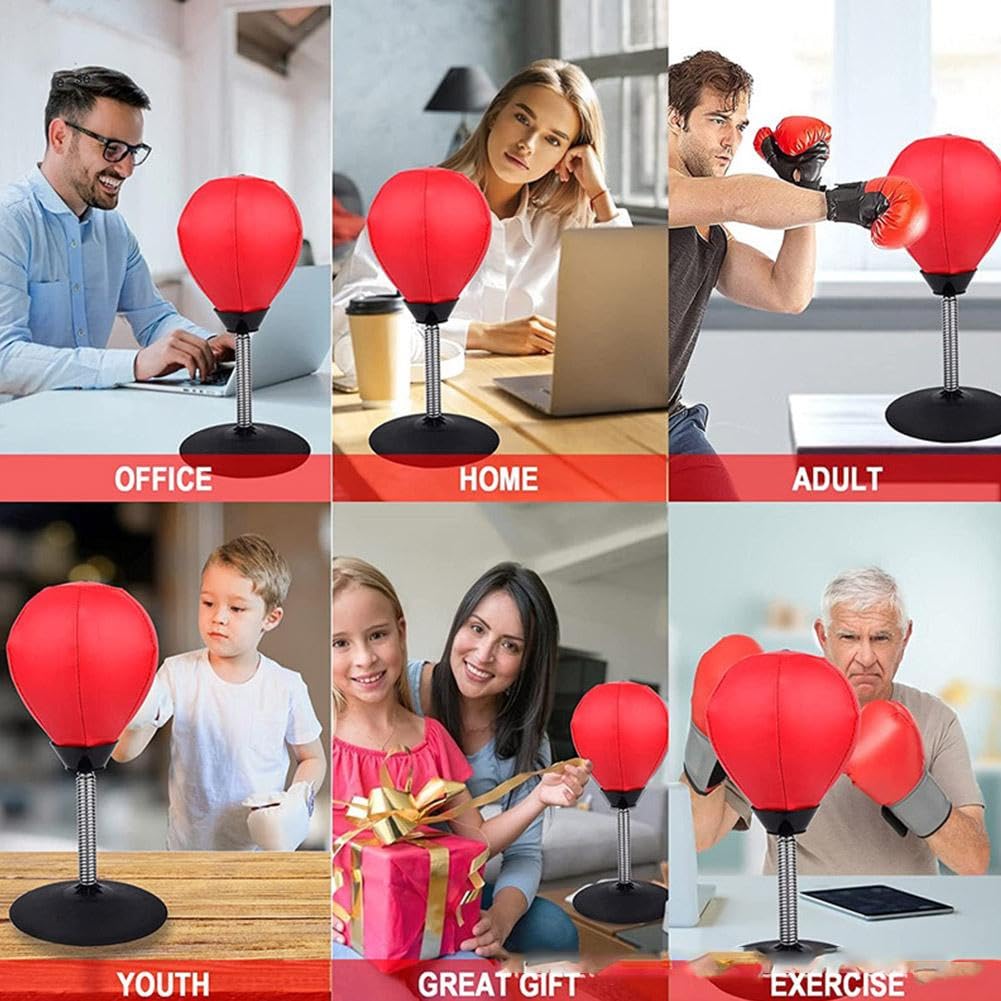 Desktop Punching Bag for Stress Relief - Boxing Speed Ball with Desk Clamp & Suction Cup - Fun Office Desk Accessory - Perfect Gift for Boss, Coworkers or Home Office Use - Great for Stress Management & Quick Workout Breaks