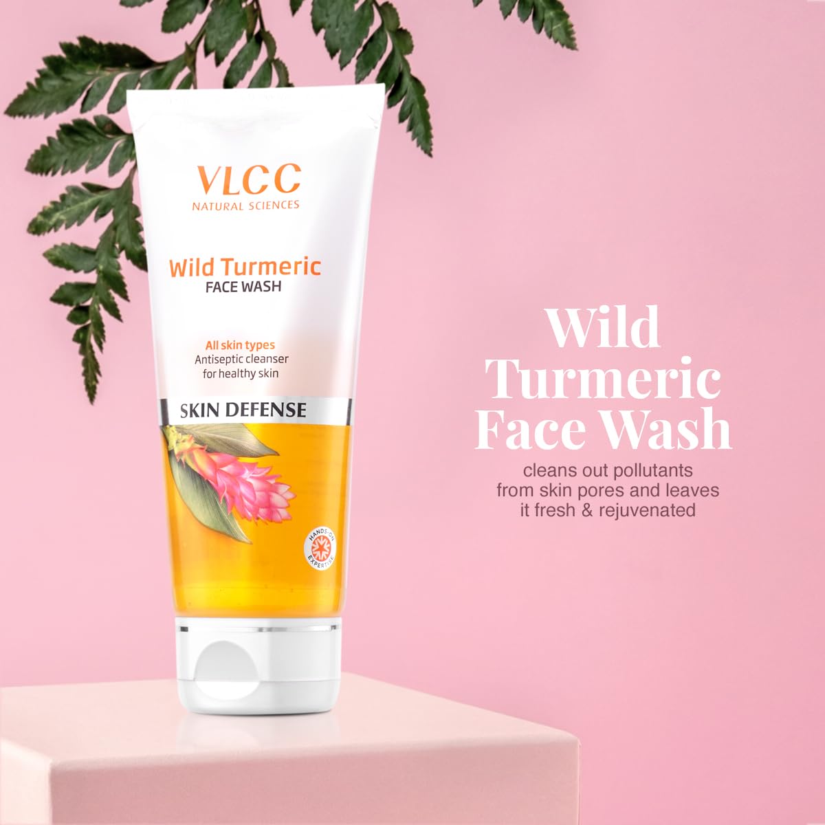 VLCC Wild Turmeric Face Wash for Glowing Skin - 80ml | Natural Brightening & Acne Control | Daily Use for Oily & Combination Skin