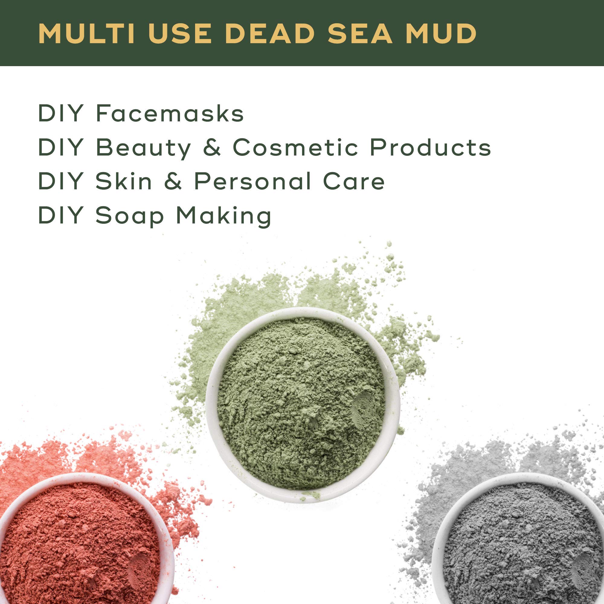BRM Herbals Dead Sea Mud Powder - 500g for Face, Hair & Body Care | DIY Beauty & Soap Making