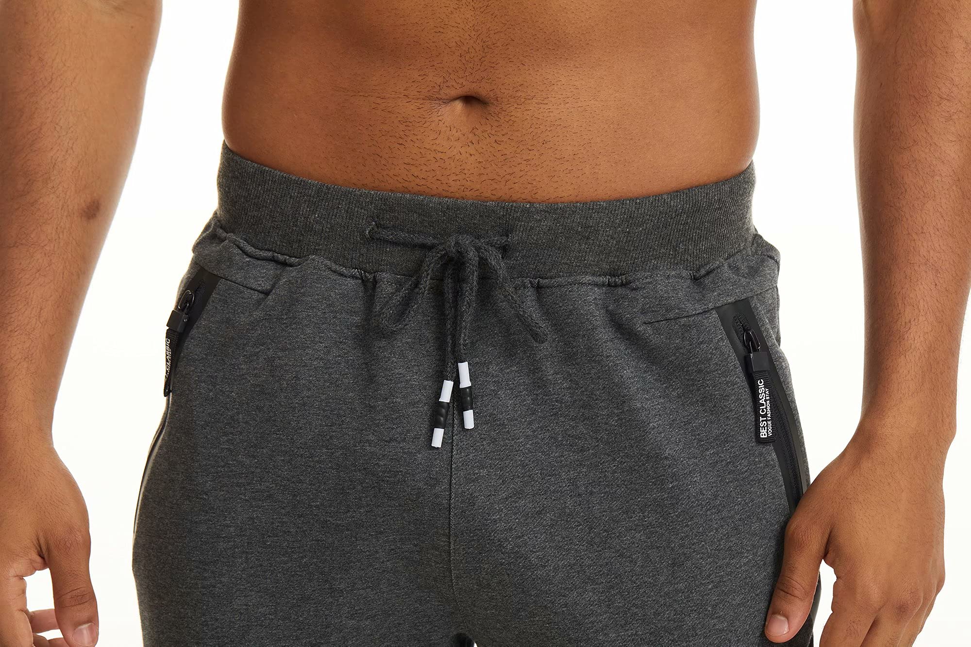 MAGCOMSEN Men's 3/4 Length Jogger Sweatpants with Zipper Pockets - Athletic Running Training Workout Capri Pants for Gym, Yoga & Casual Wear