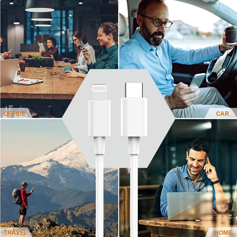 Apple MFi Certified USB C to Lightning Cable 2M - Fast Charging Cord for iPhone 13/12/11/X/8 & iPad - Durable Nylon Braided USB-C Charger for Home, Office & Travel Use