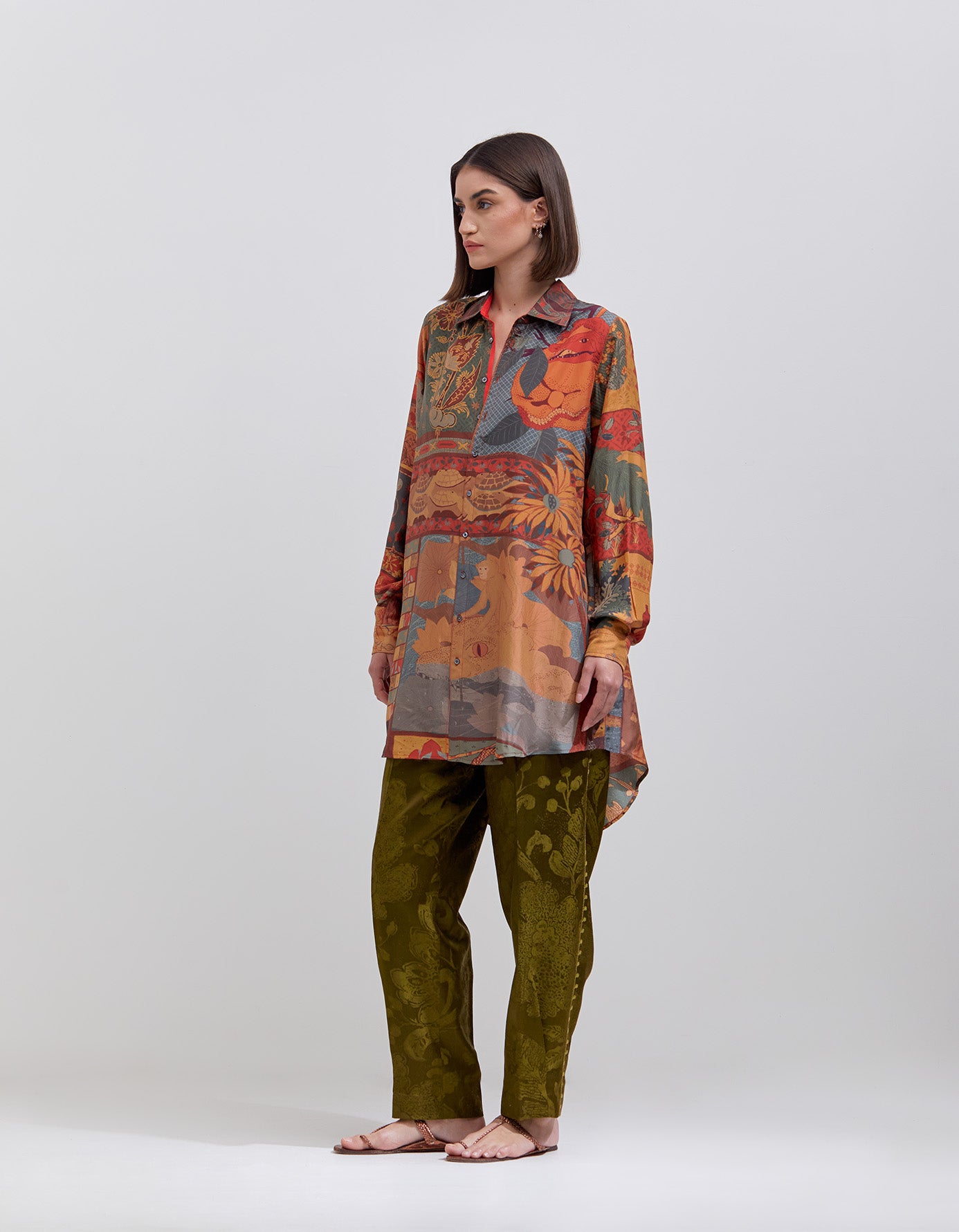Premium Udaan Silk Shirt in Terracotta - Elegant & Comfortable Blouse for Women | Perfect for Office Wear, Parties & Special Occasions