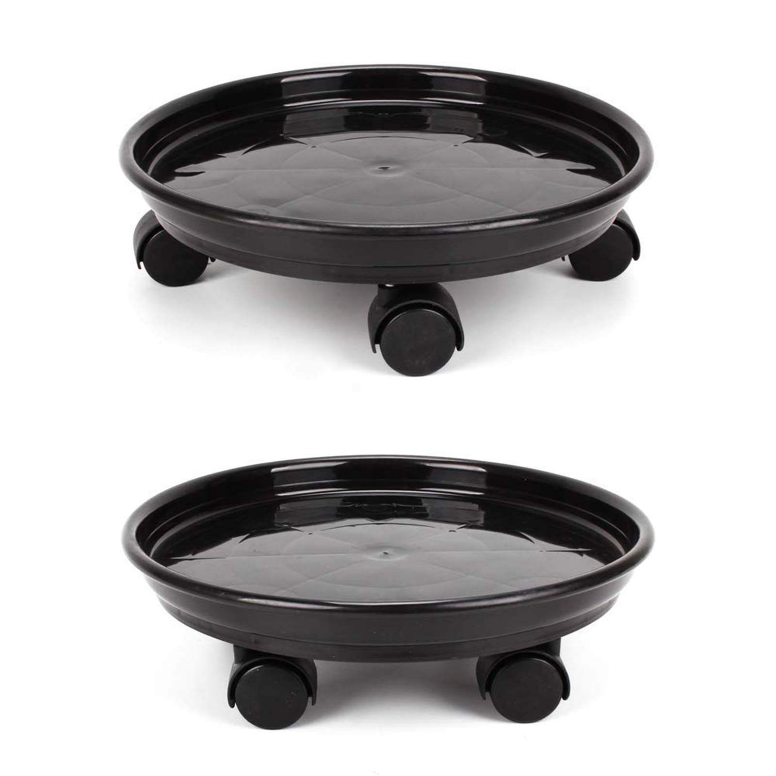 2-Pack Rolling Plant Stands with Wheels - Round Planter Caddy & Moving Tray for Indoor/Outdoor Plants - Heavy Duty Flower Pot Dolly with Casters for Easy Mobility - Perfect for Garden, Patio, and Home Decor